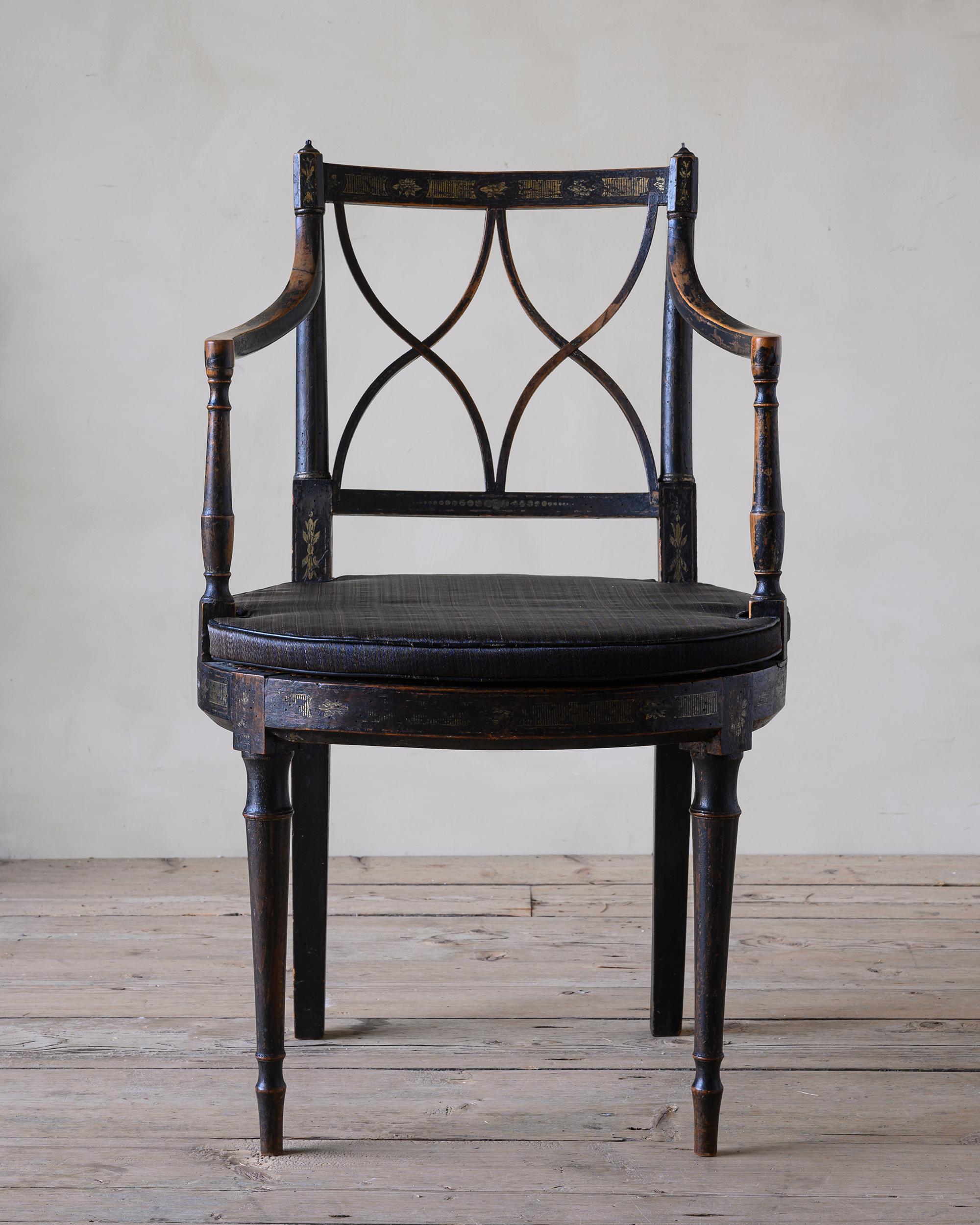19th Century Black Painted Regency Armchair For Sale at 1stDibs