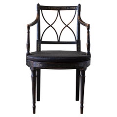 19th Century Black Painted Regency Armchair