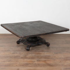 19th Century Black Painted Swedish Large Square Coffee Table