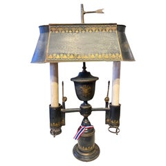 19th Century Black Painted Tole Lamp.