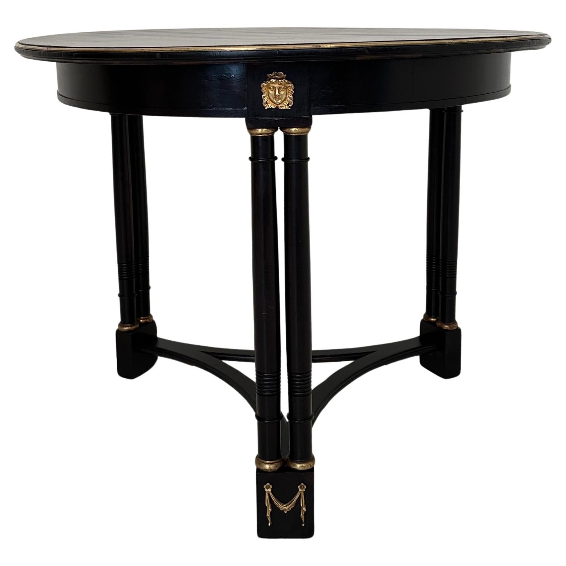 19th Century Black Round Gueridon Empire Style Table, around 1870 For Sale
