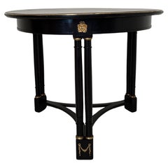 Schwarzer runder Gueridon-Tisch im Empire-Stil des 19. Jahrhunderts, um 1870