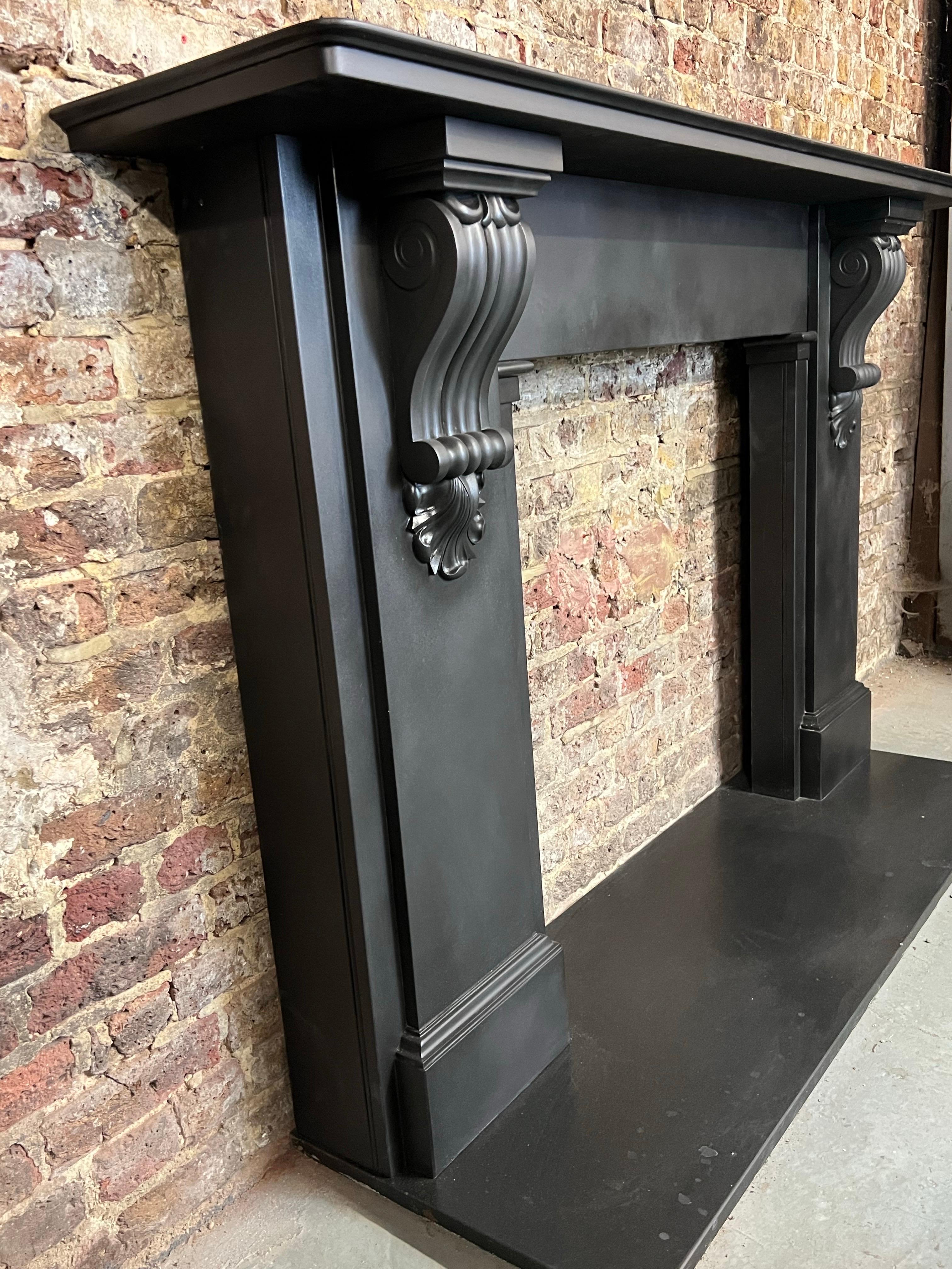 19th Century Black Slate Fireplace Mantlepiece For Sale 12