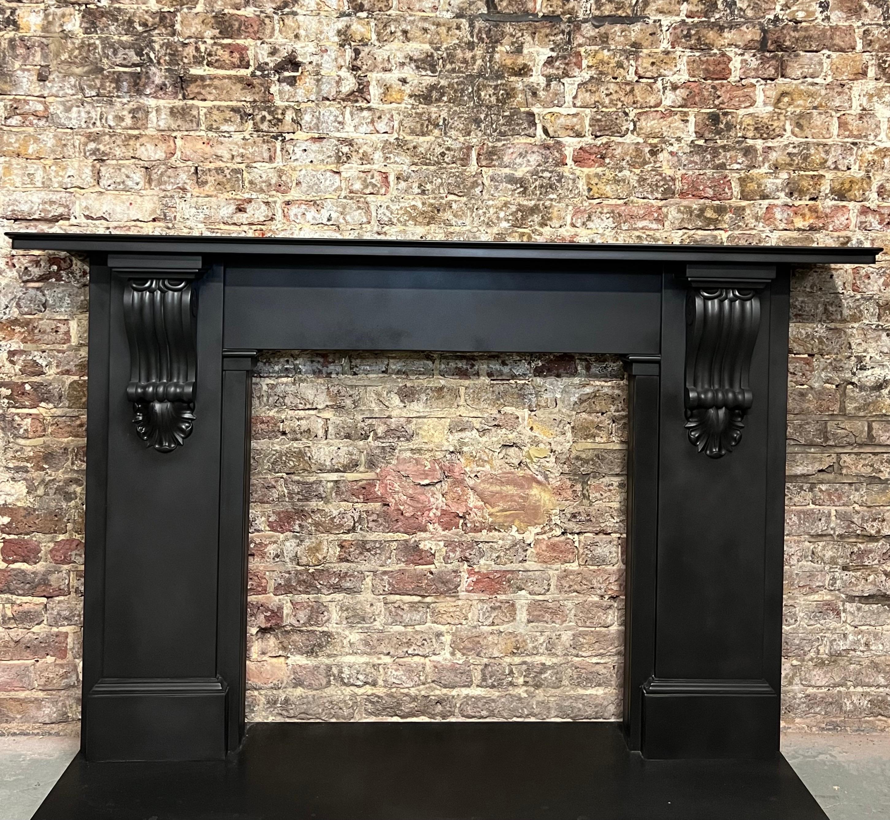 Victorian 19th Century Black Slate Fireplace Mantlepiece For Sale