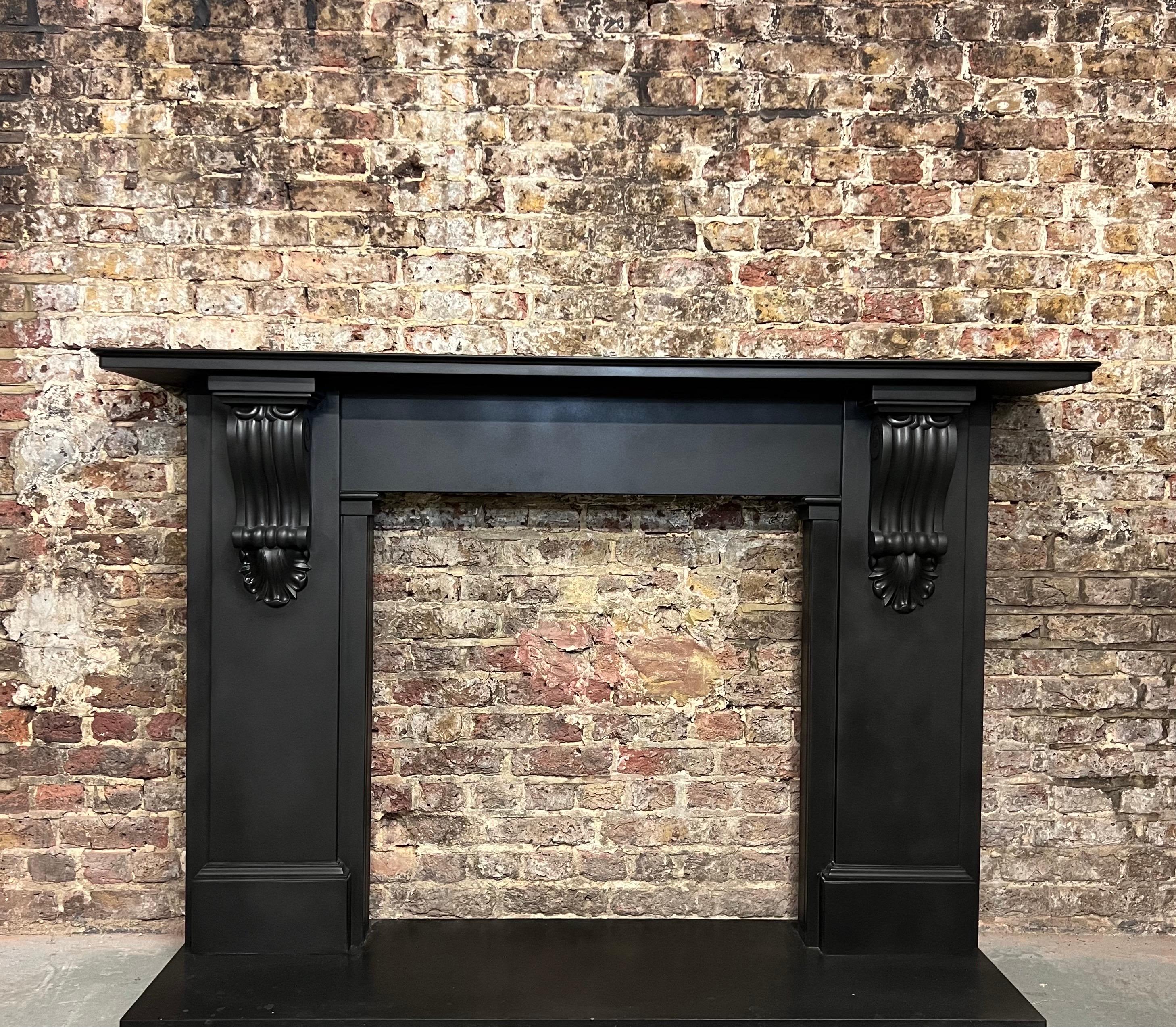 European 19th Century Black Slate Fireplace Mantlepiece For Sale