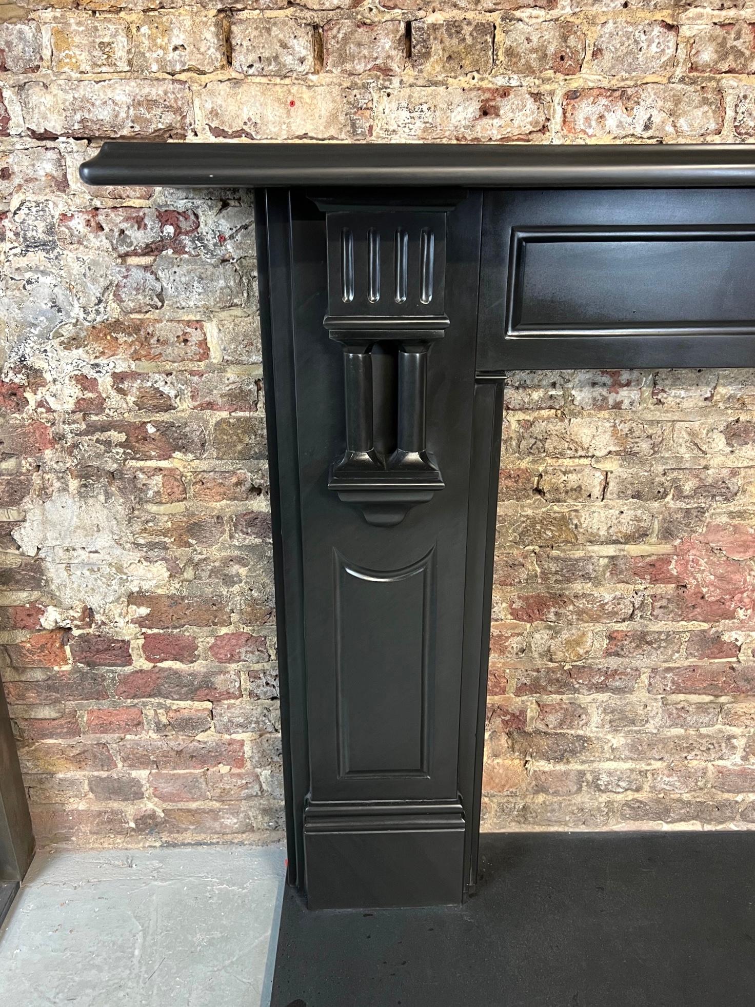 English 19th Century Black Slate Fireplace Mantlepiece For Sale