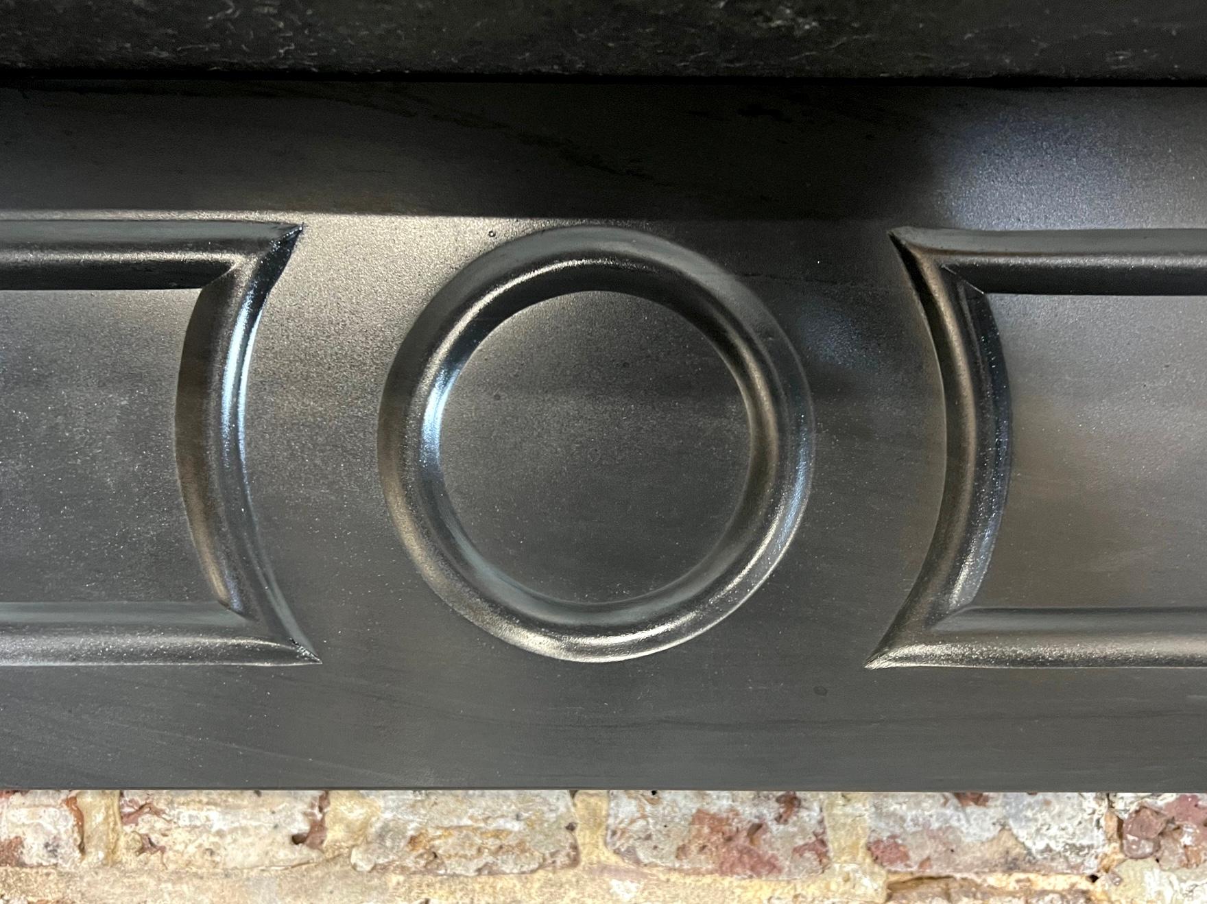 Hand-Carved 19th Century Black Slate Fireplace Mantlepiece For Sale