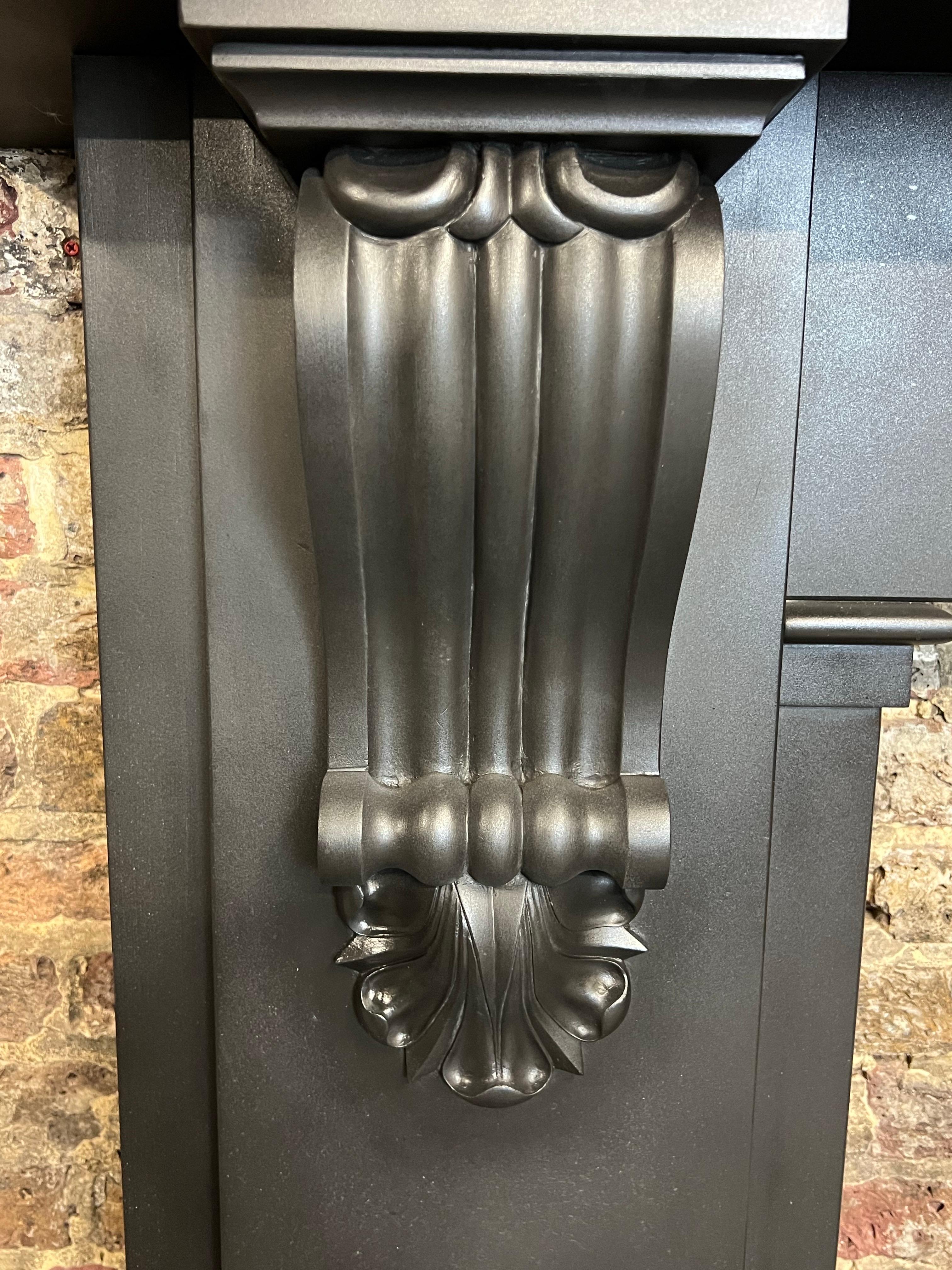 Stone 19th Century Black Slate Fireplace Mantlepiece For Sale