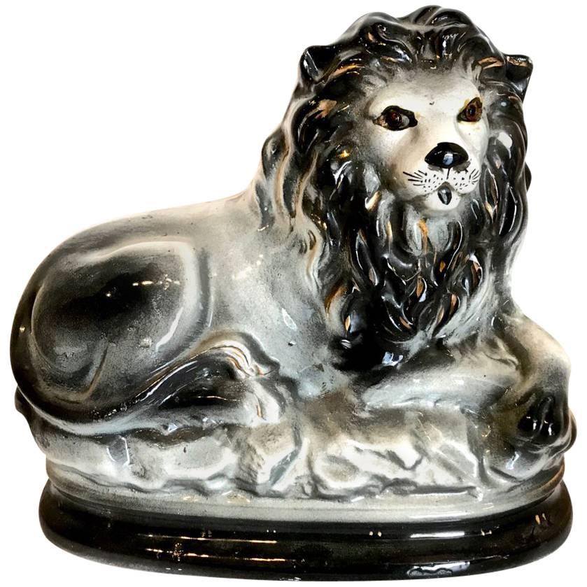 19th Century Black Staffordshire Lion
