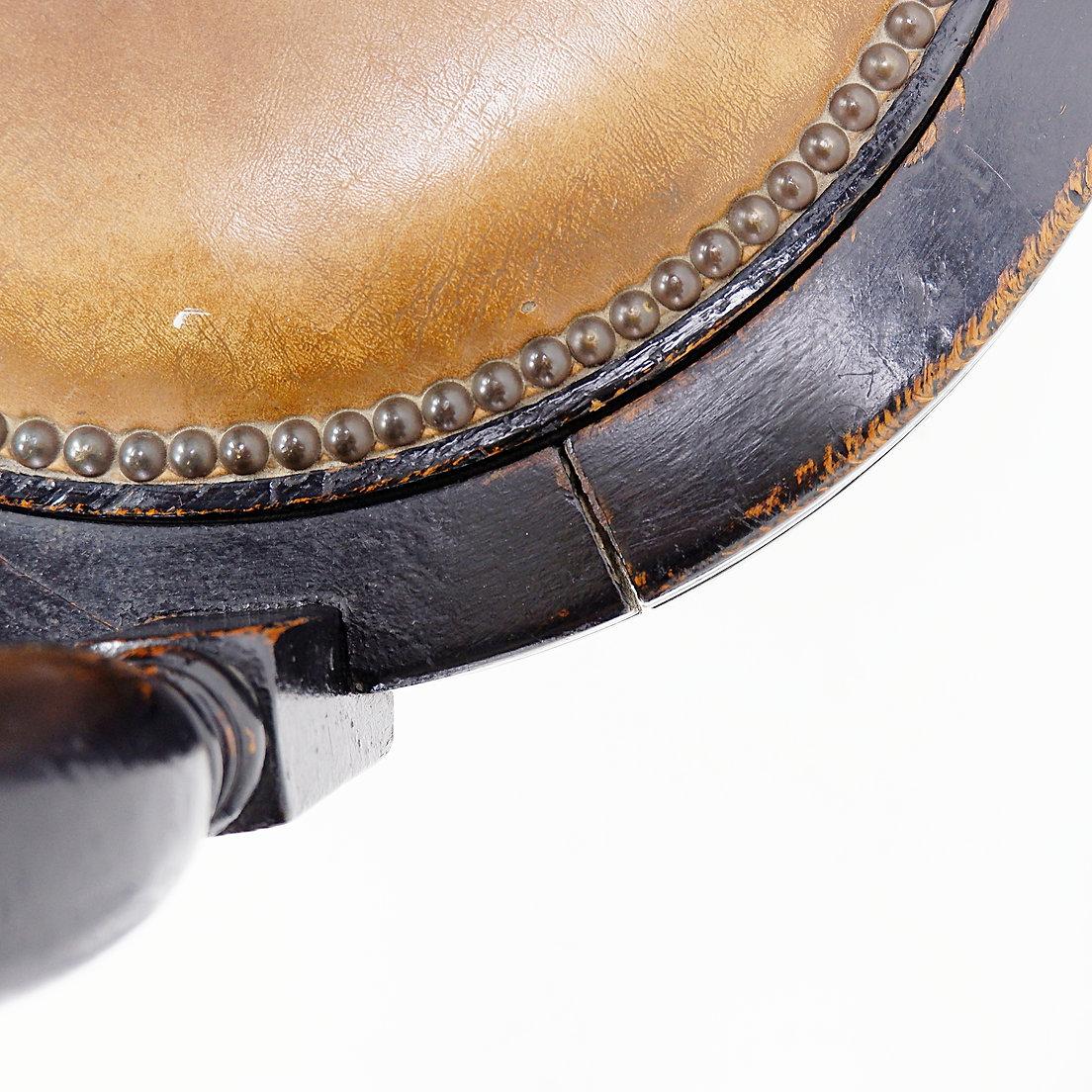 19th century black stained oak liner Ship's Swivel Chair In Good Condition For Sale In Linkebeek, BE