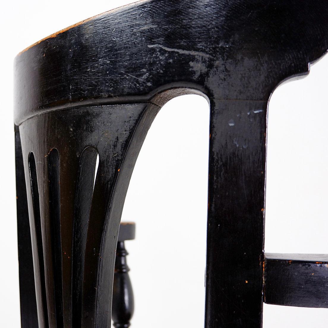 Leather 19th century black stained oak liner Ship's Swivel Chair For Sale