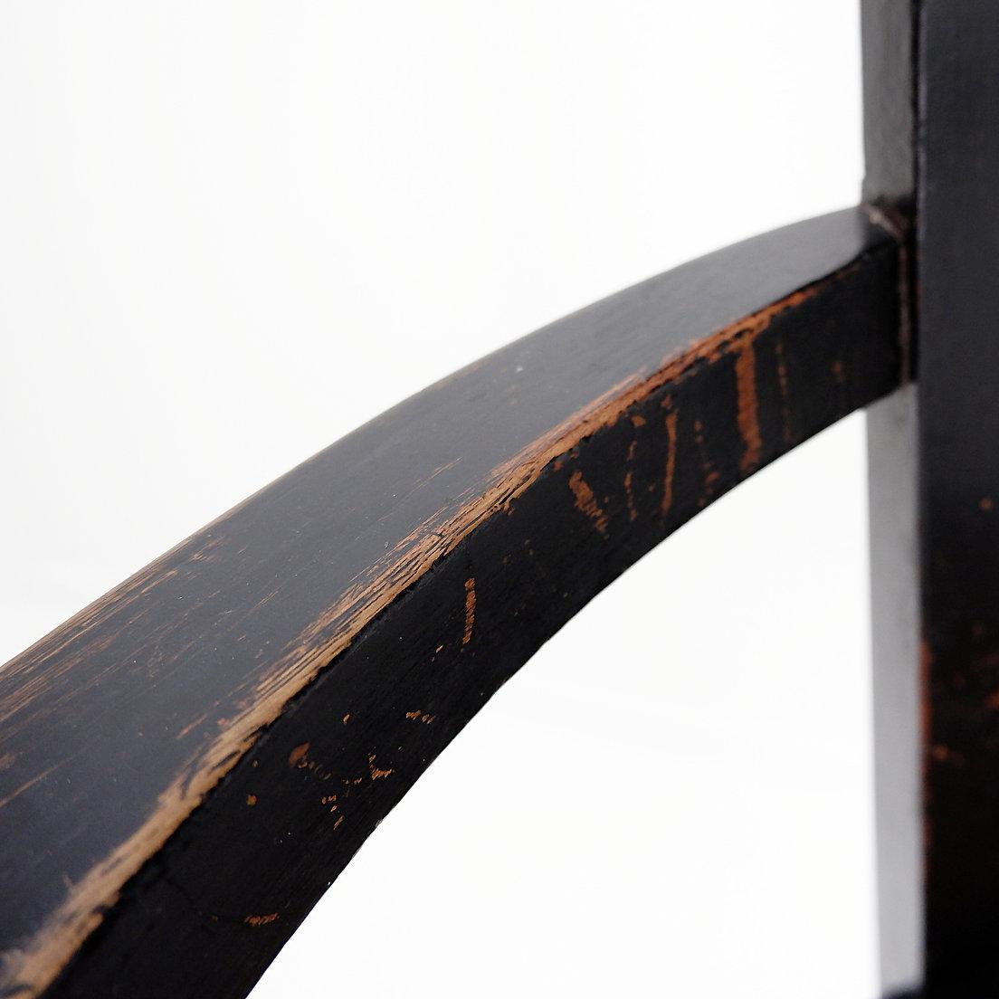 19th century black stained oak liner Ship's Swivel Chair For Sale 1