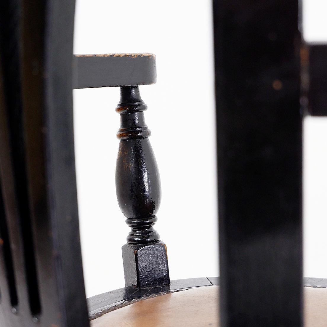 19th century black stained oak liner Ship's Swivel Chair For Sale 3
