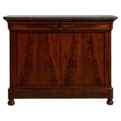 Biedermeier-Buffet aus schwarzem Holz aus dem 19. Jahrhundert mit Marmorplatte