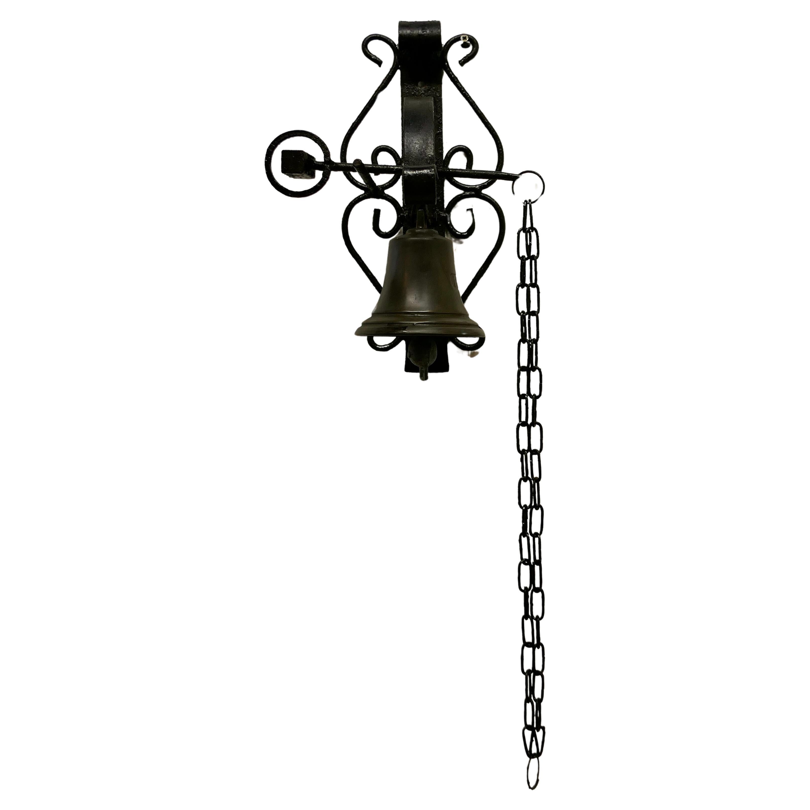 19th Century Black Wrought Iron Alpine Front Door Bell
