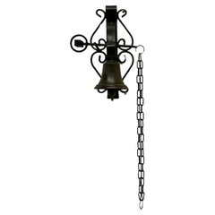 19th Century Black Wrought Iron Alpine Front Door Bell