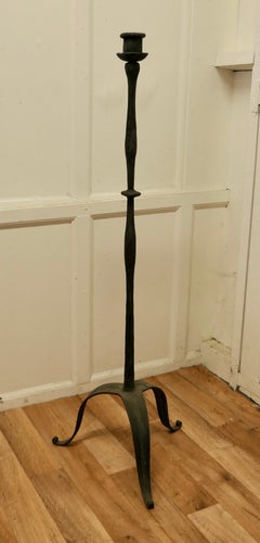 19th Century Blacksmith Made Gothic Wrought Iron Floor Lamp