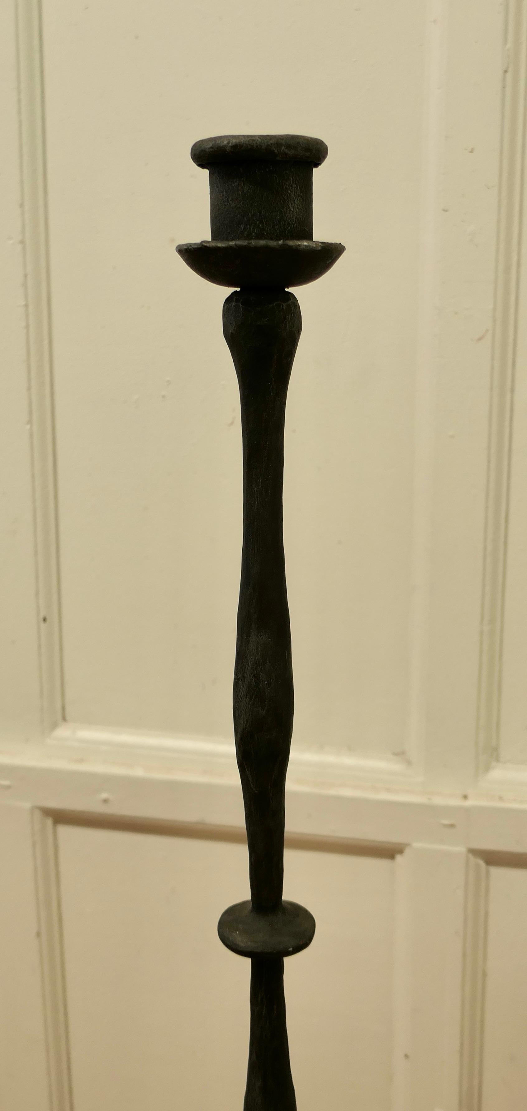19th Century Blacksmith Made Gothic Wrought Iron Floor Lamp For Sale 4