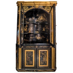 19th Century Blackwood and Goldwood Chinoiseries British Corner Cupboard, 1860