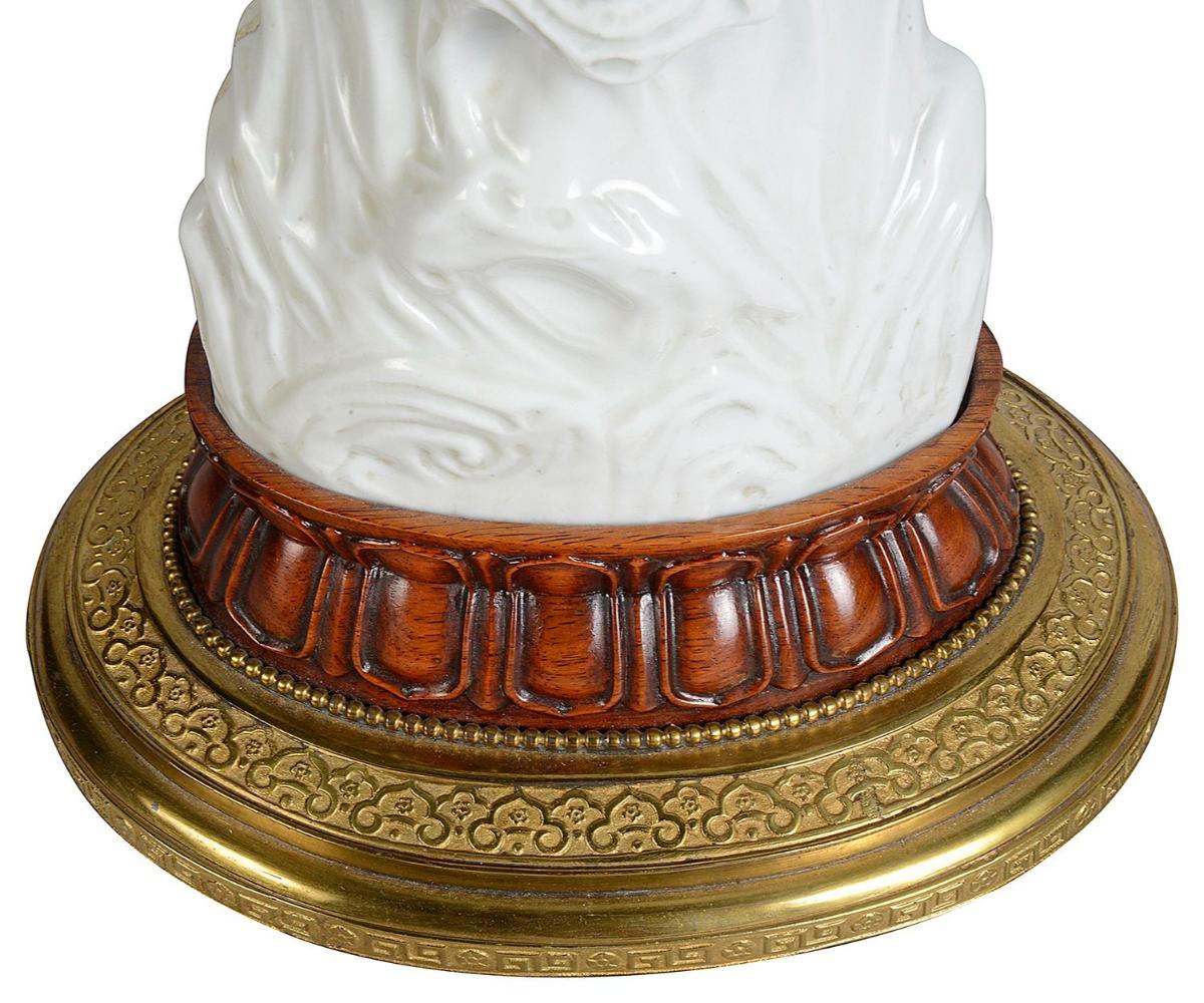 19. Jahrhundert, Blanc de gene Figur von Guanyin / Lampe (Porzellan) im Angebot