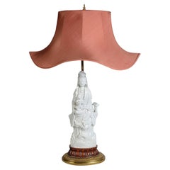 Antique 19th Century, Blanc de gene figure of Guanyin / lamp