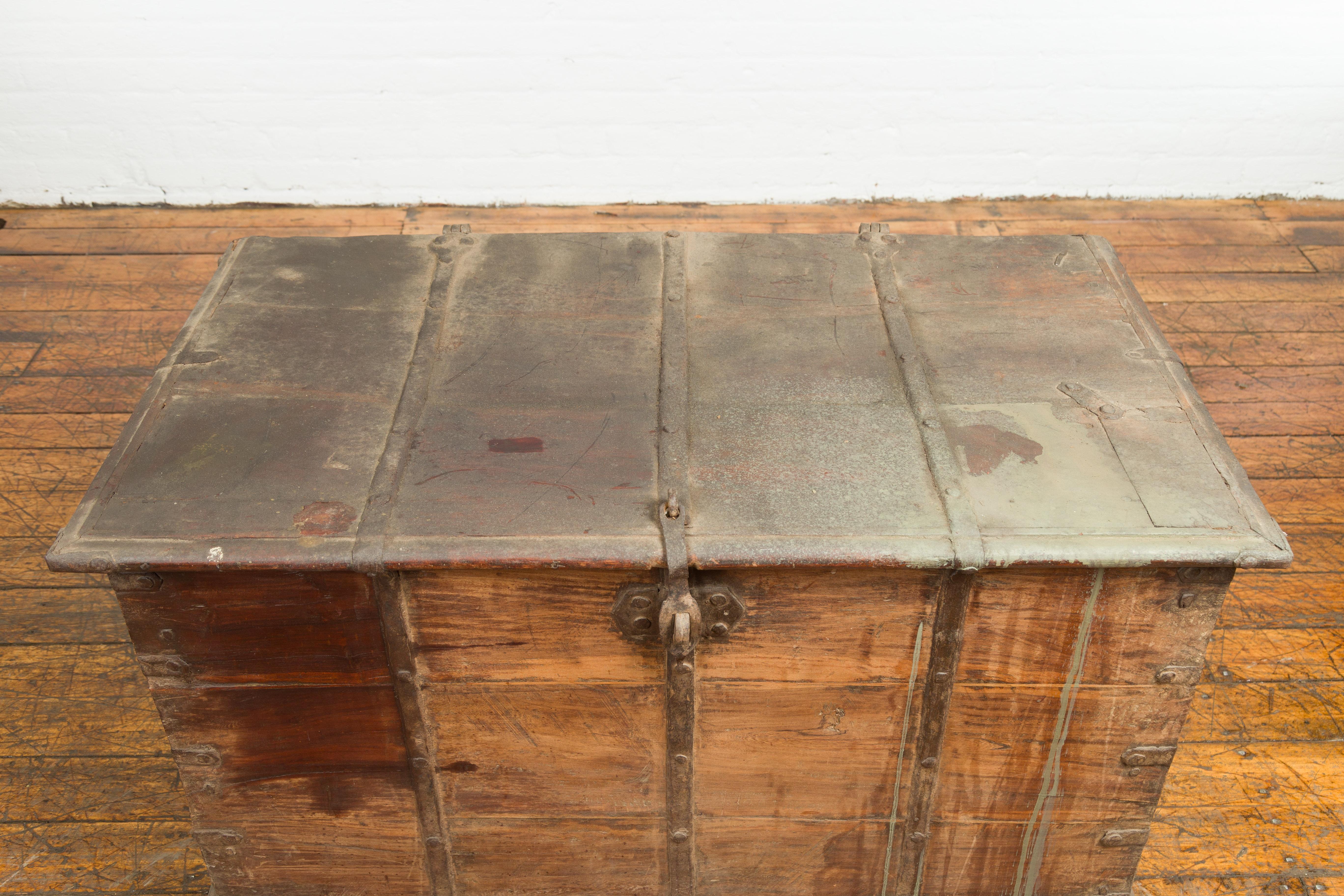 19th Century Blanket Chest with Brass Hardware and Rustic Character For Sale 5