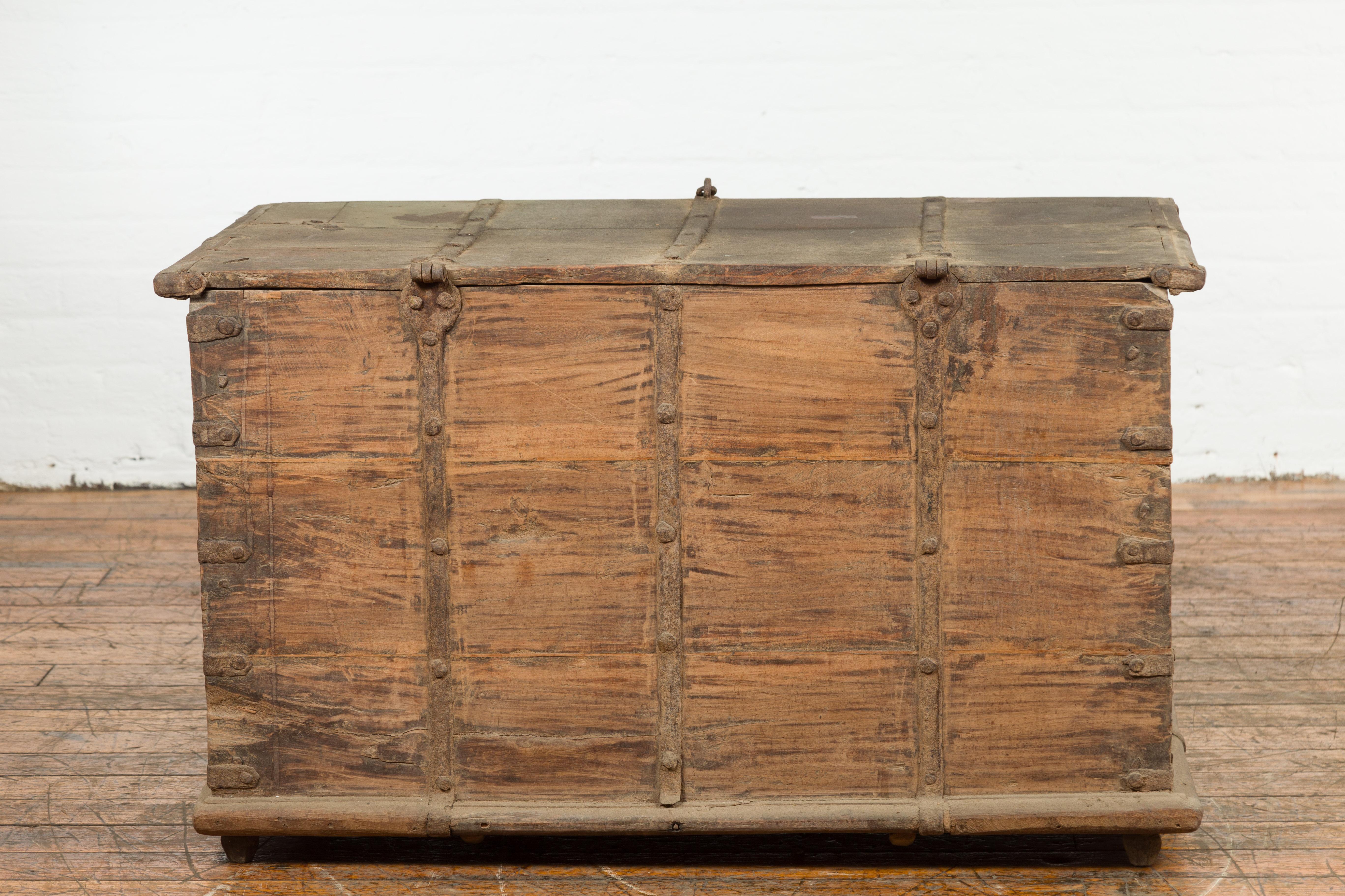 19th Century Blanket Chest with Brass Hardware and Rustic Character For Sale 11