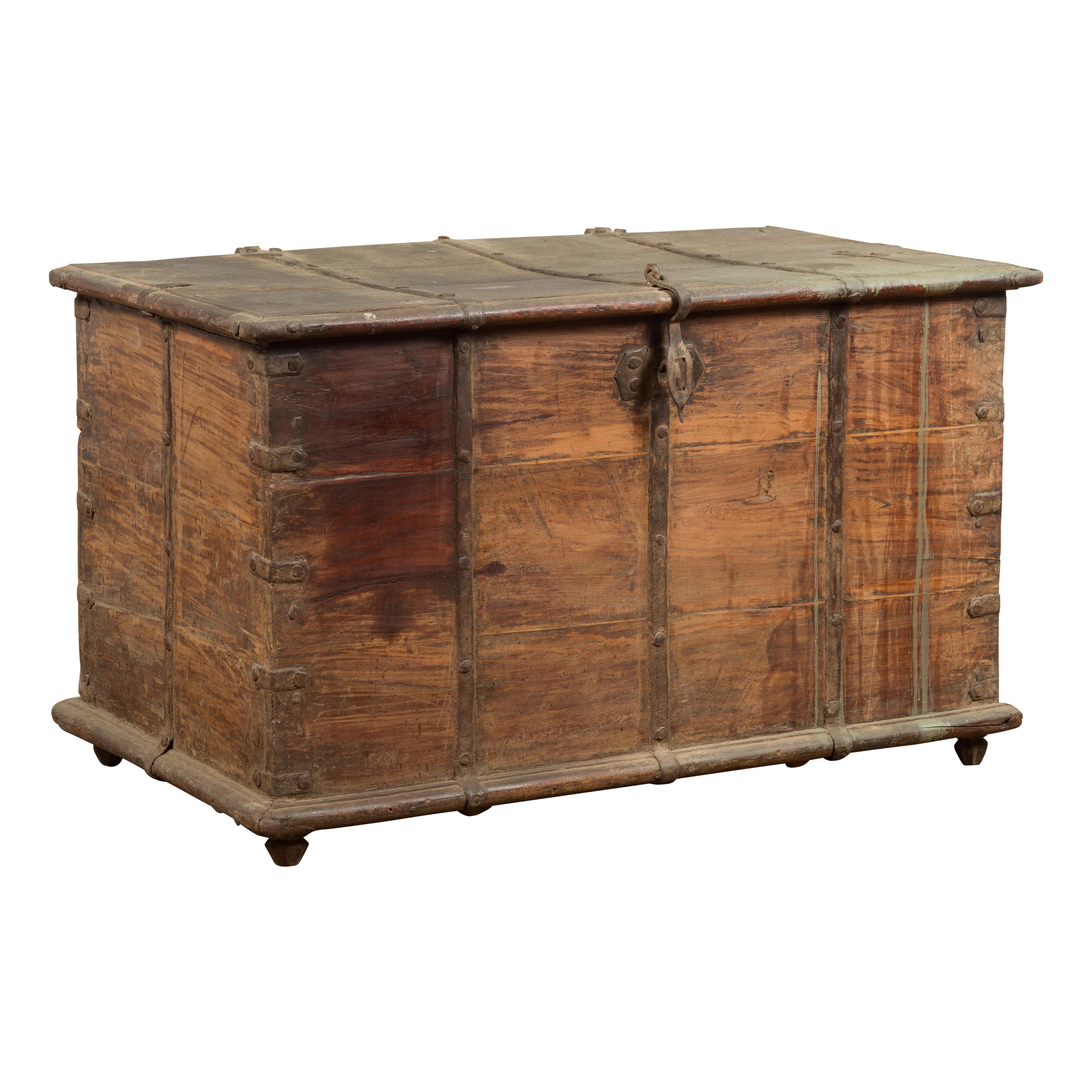 19th Century Blanket Chest with Brass Hardware and Rustic Character For Sale 13