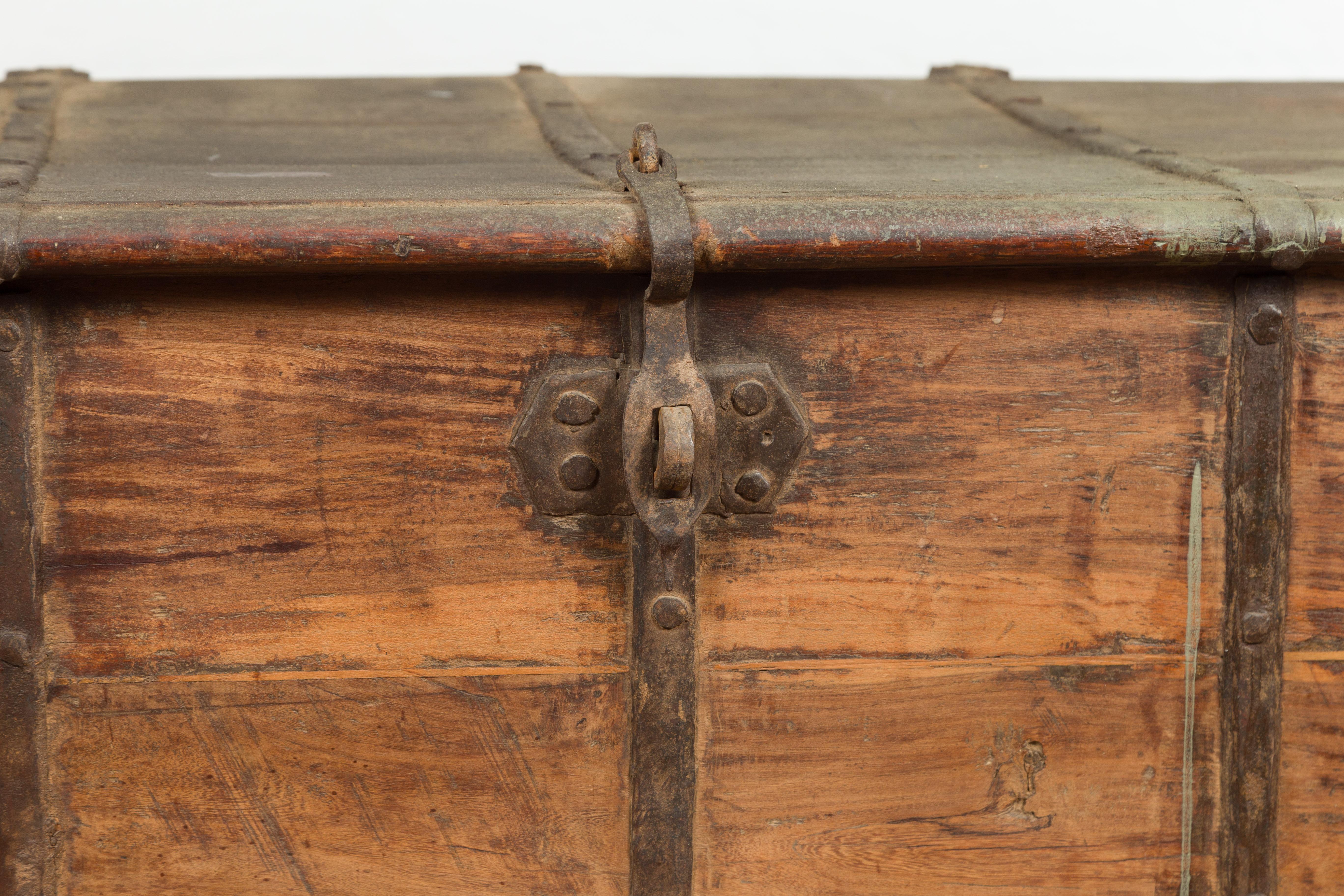 19th Century Blanket Chest with Brass Hardware and Rustic Character For Sale 4