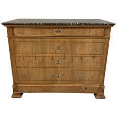 19th Century Bleached Cherry Commode with Original Marble Top