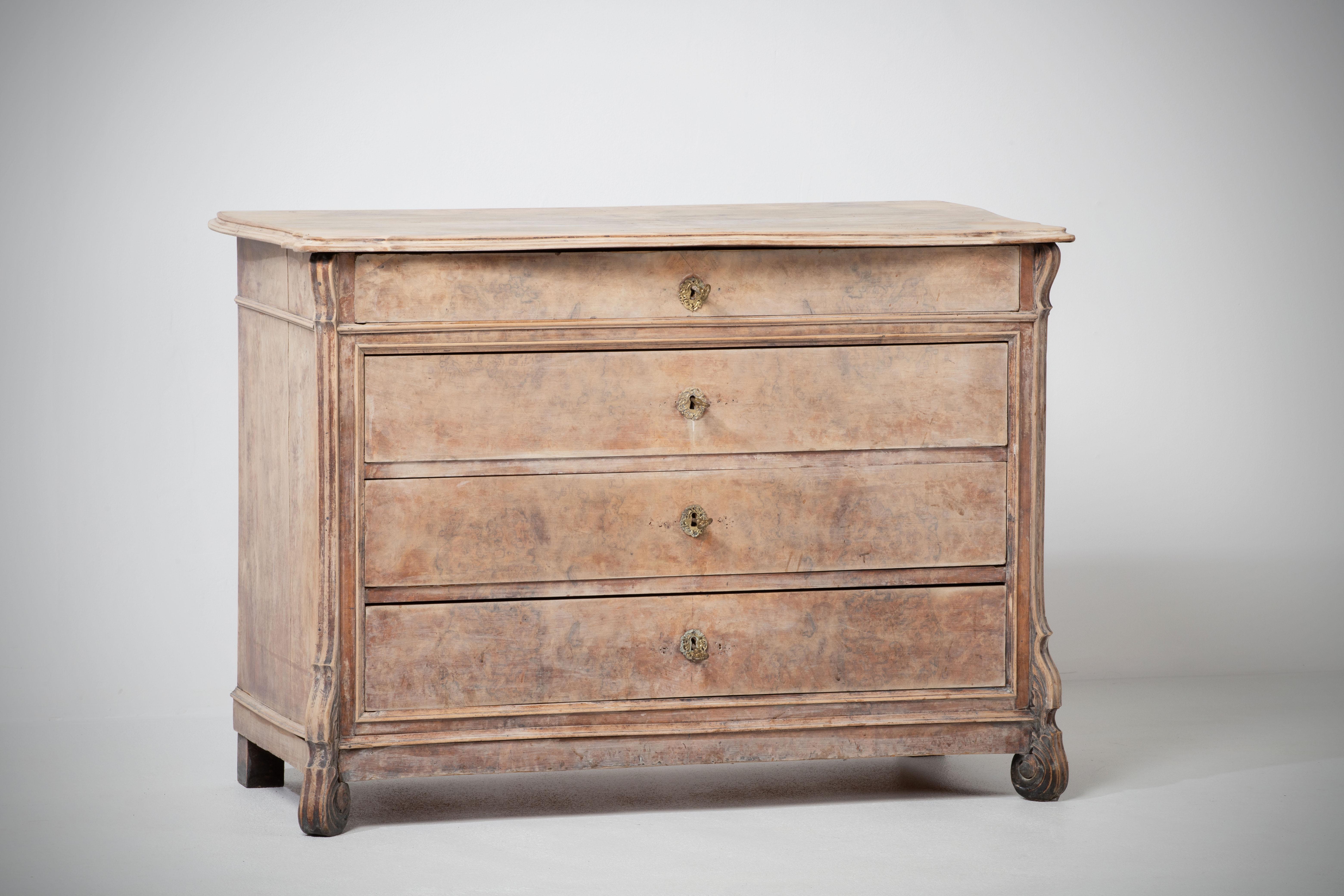 Louis Philippe 19th Century, Bleached Chest of Drawers, France