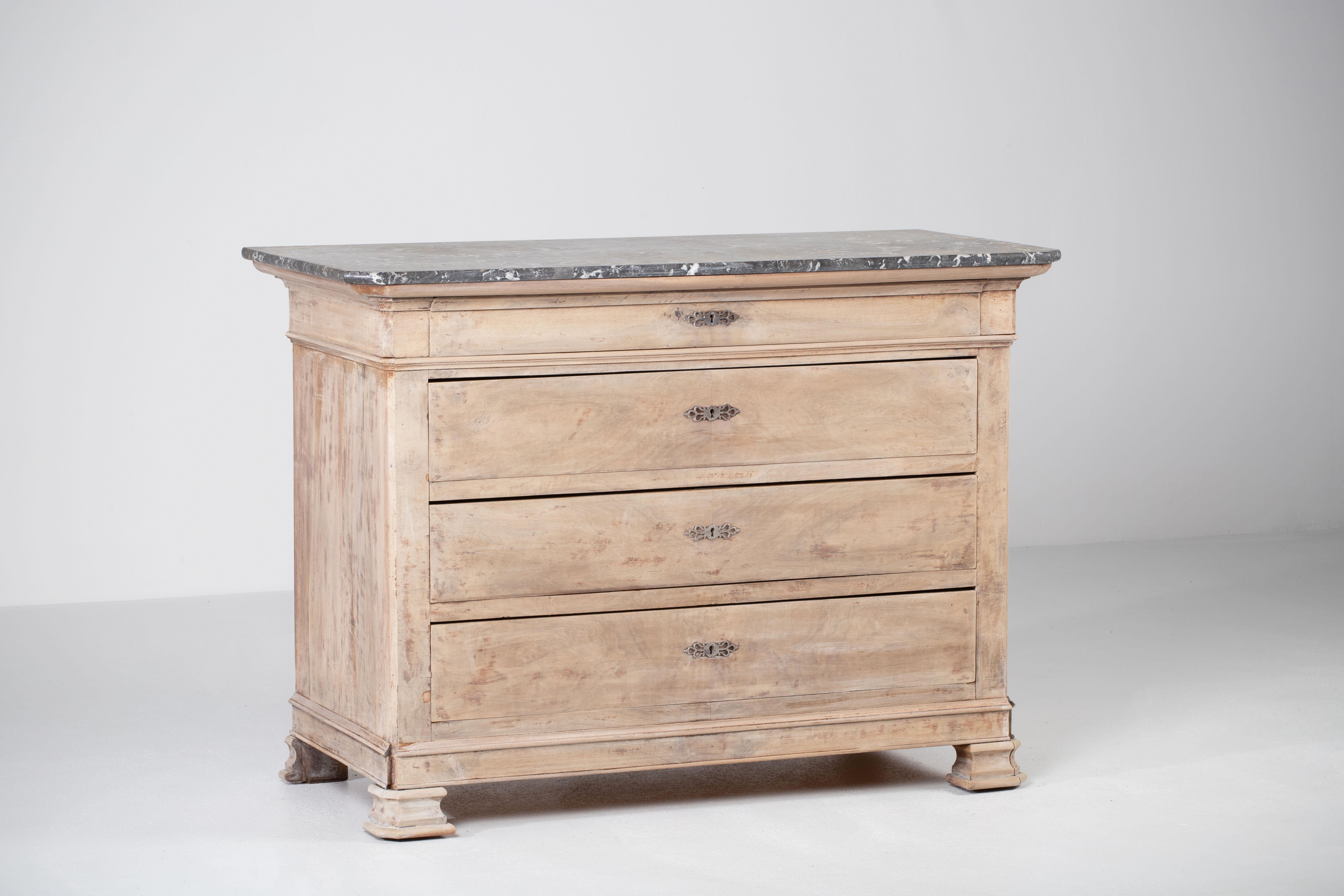 French 19th Century, Bleached Chest of Drawers, France