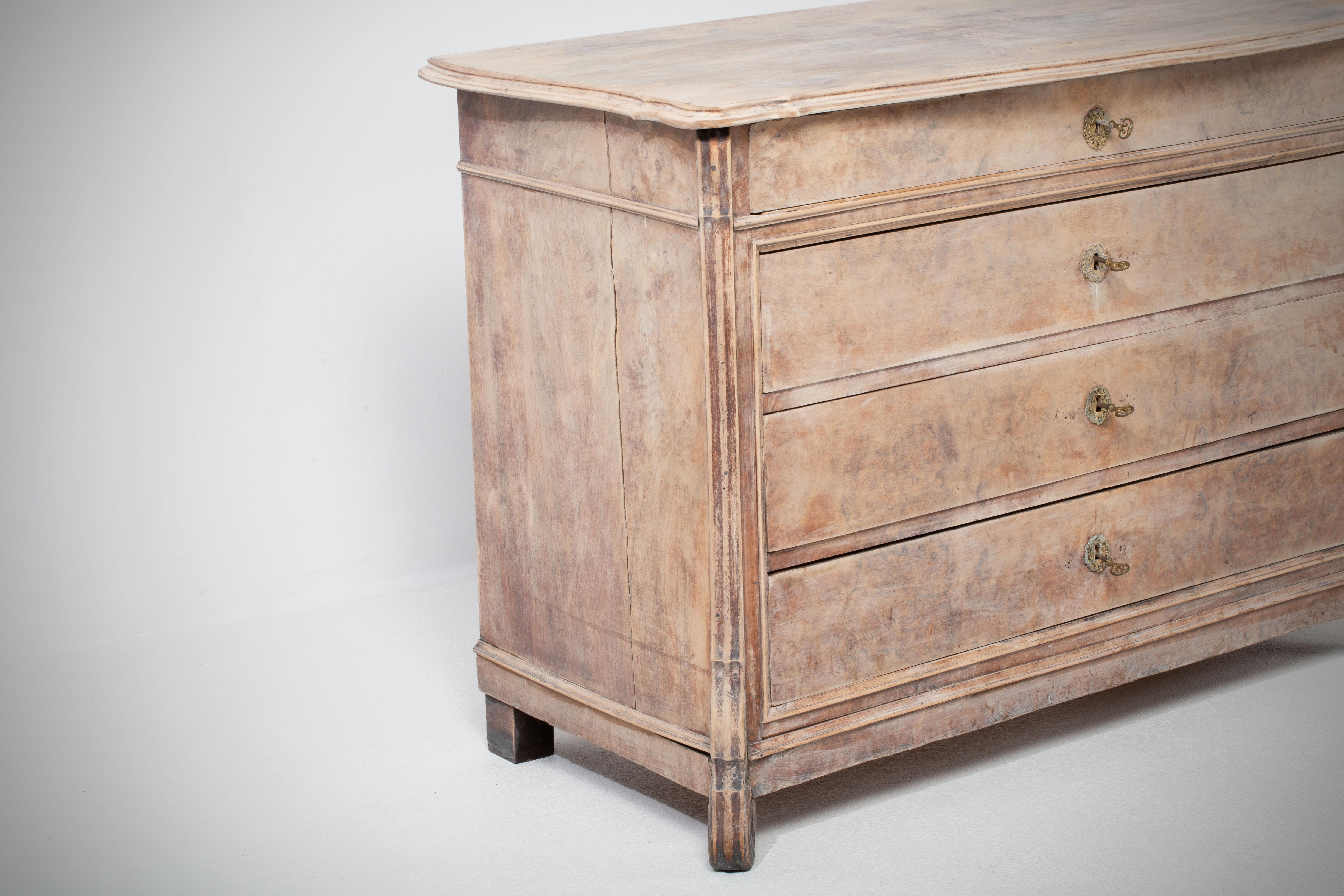 French 19th Century, Bleached Chest of Drawers, France