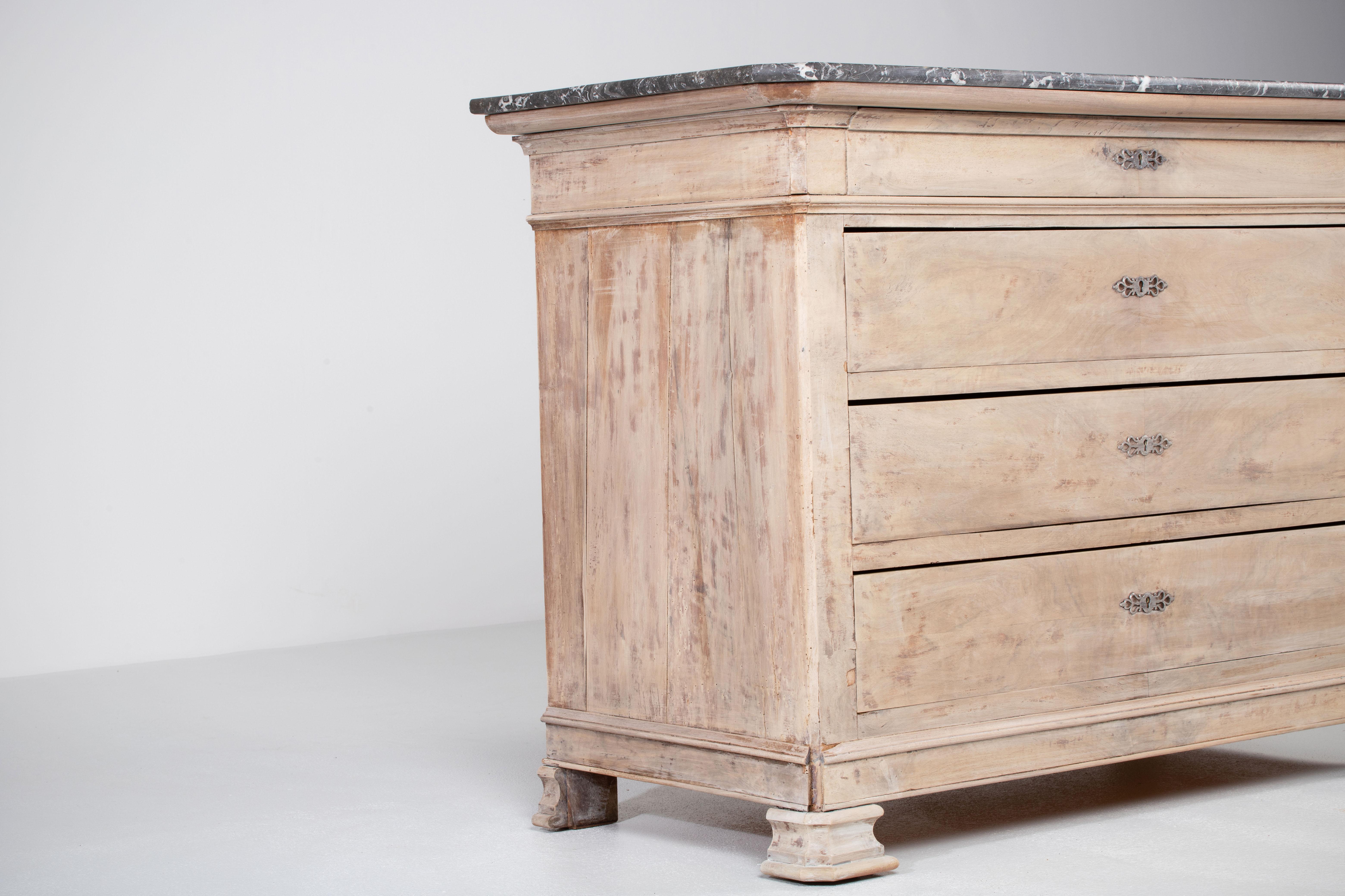 Walnut 19th Century, Bleached Chest of Drawers, France