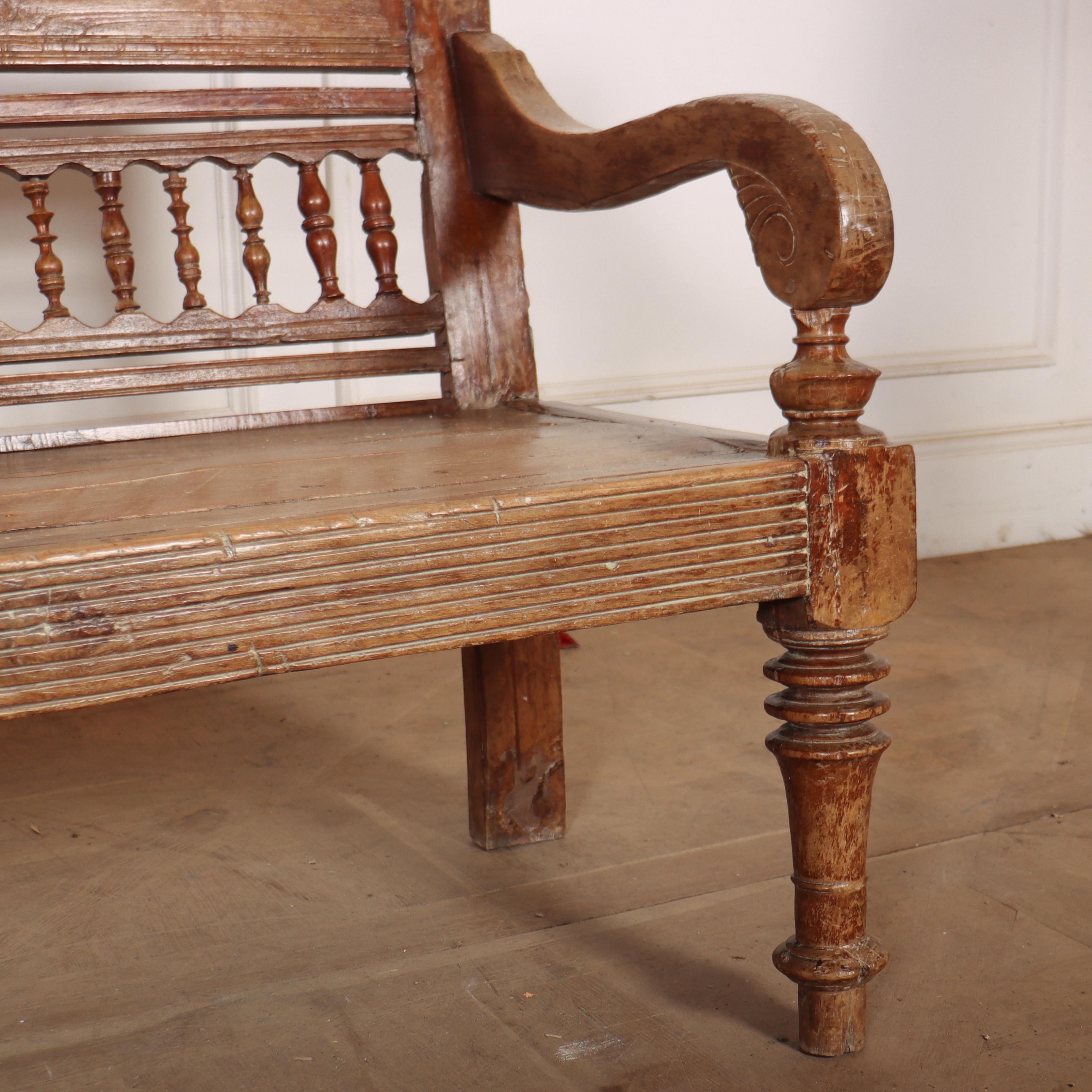 19th Century Bleached Chestnut Settle For Sale 1