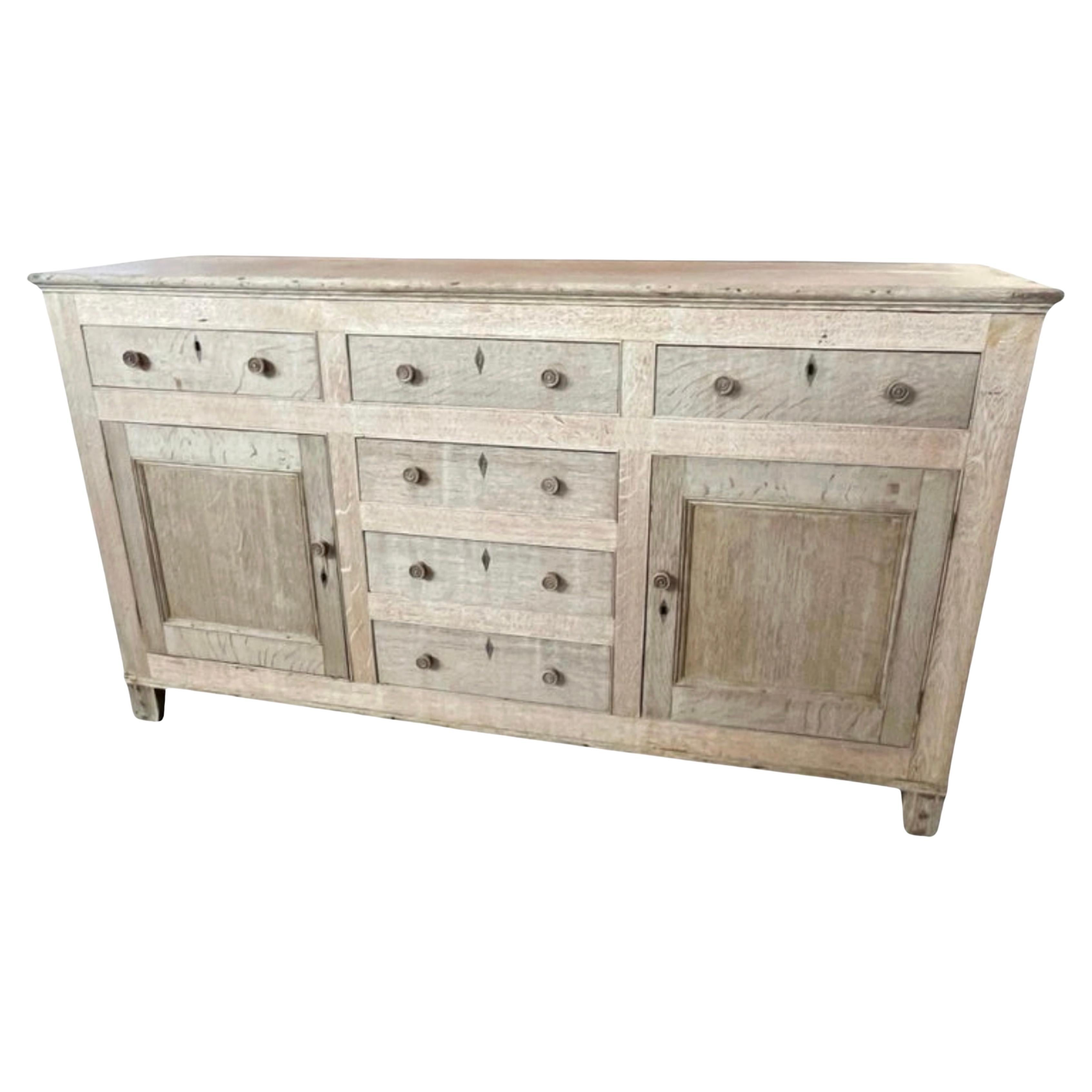 19th Century Bleached English Oak Dresser Base, Buffet, Sideboard