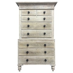 19th Century Bleached English Victorian Chest on chest