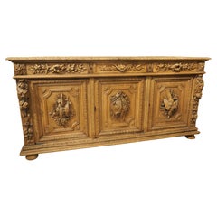 19th Century Bleached French Oak Hunt Enfilade, Circa 1880