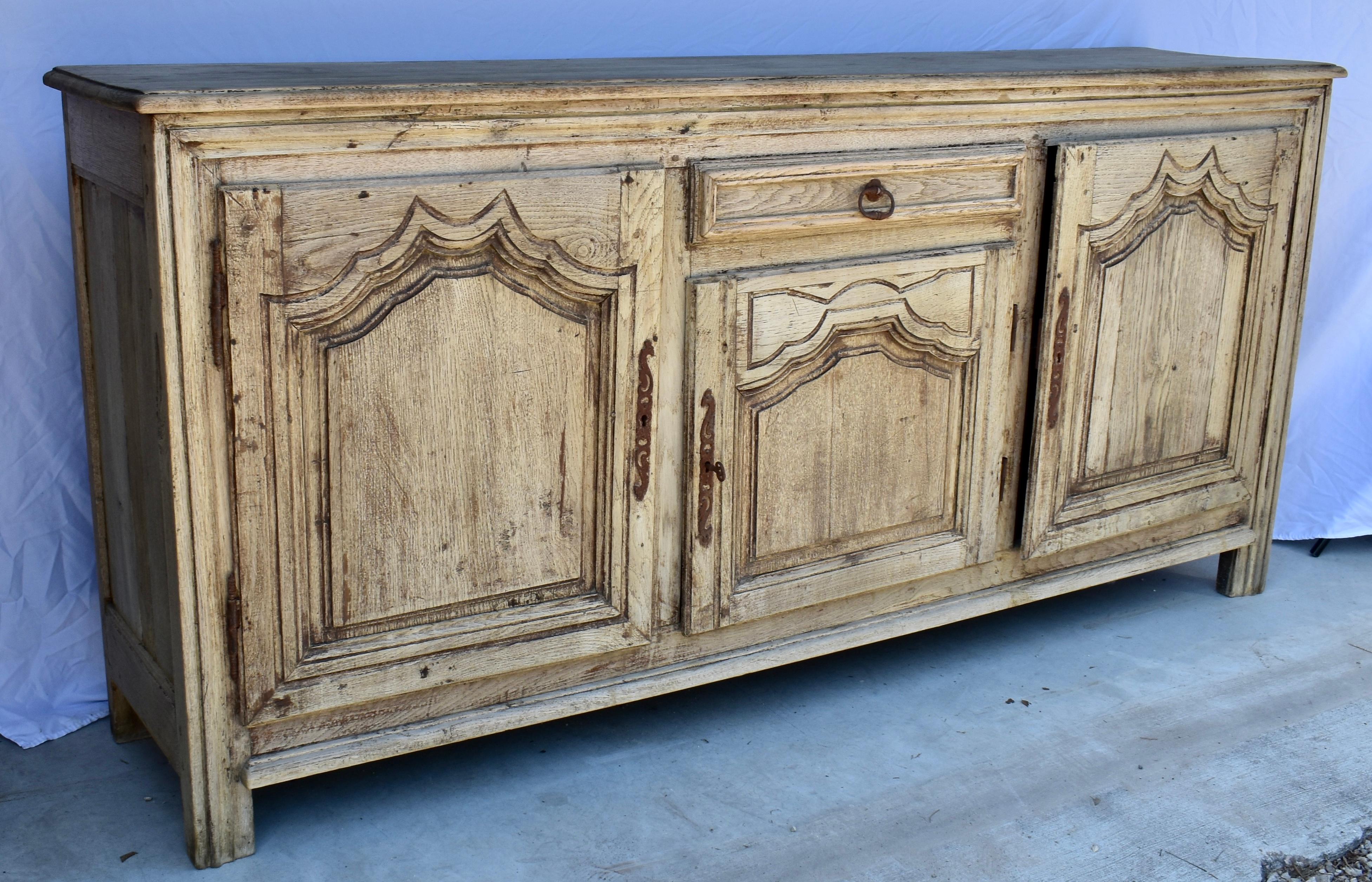 Hand-Carved 19th Century Bleached French Oak Louis XV Buffet