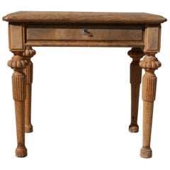 19th Century Bleached French Oak Side Table with Drawer