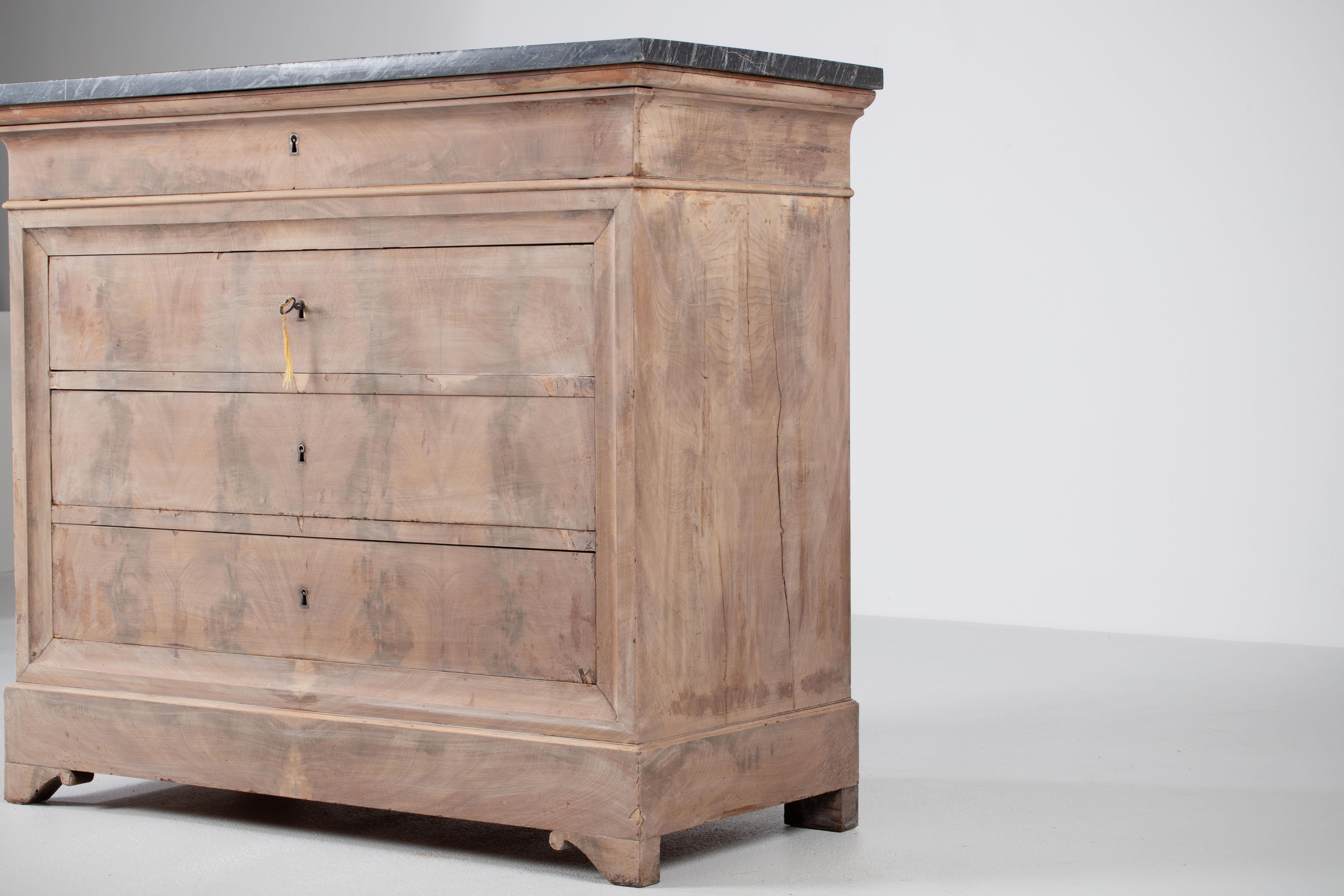 19th Century, Bleached, French, Walnut Louis Philippe Chest of Drawers 6