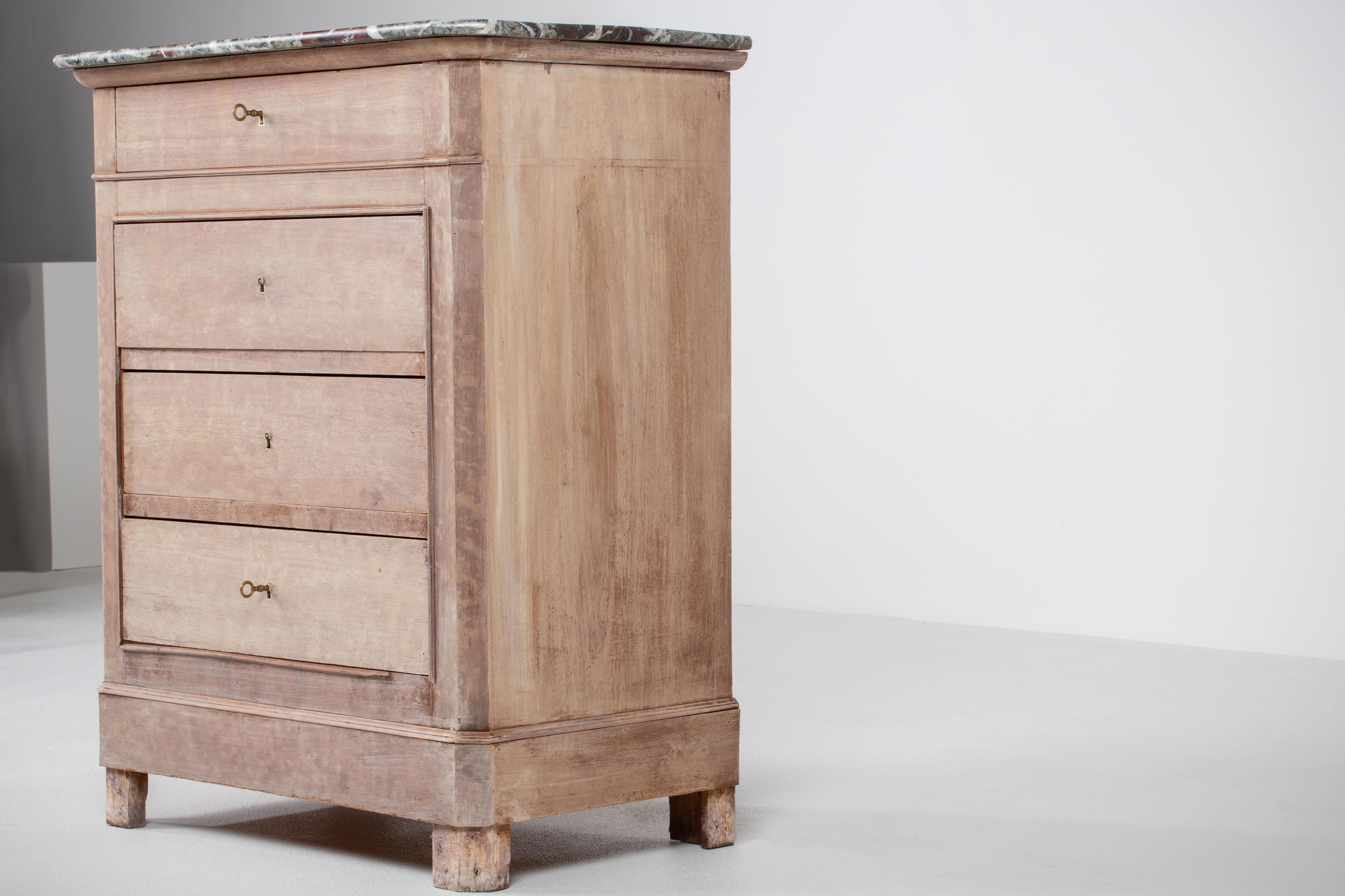 19th Century, Bleached, French, Walnut Louis Philippe Chest of Drawers 6