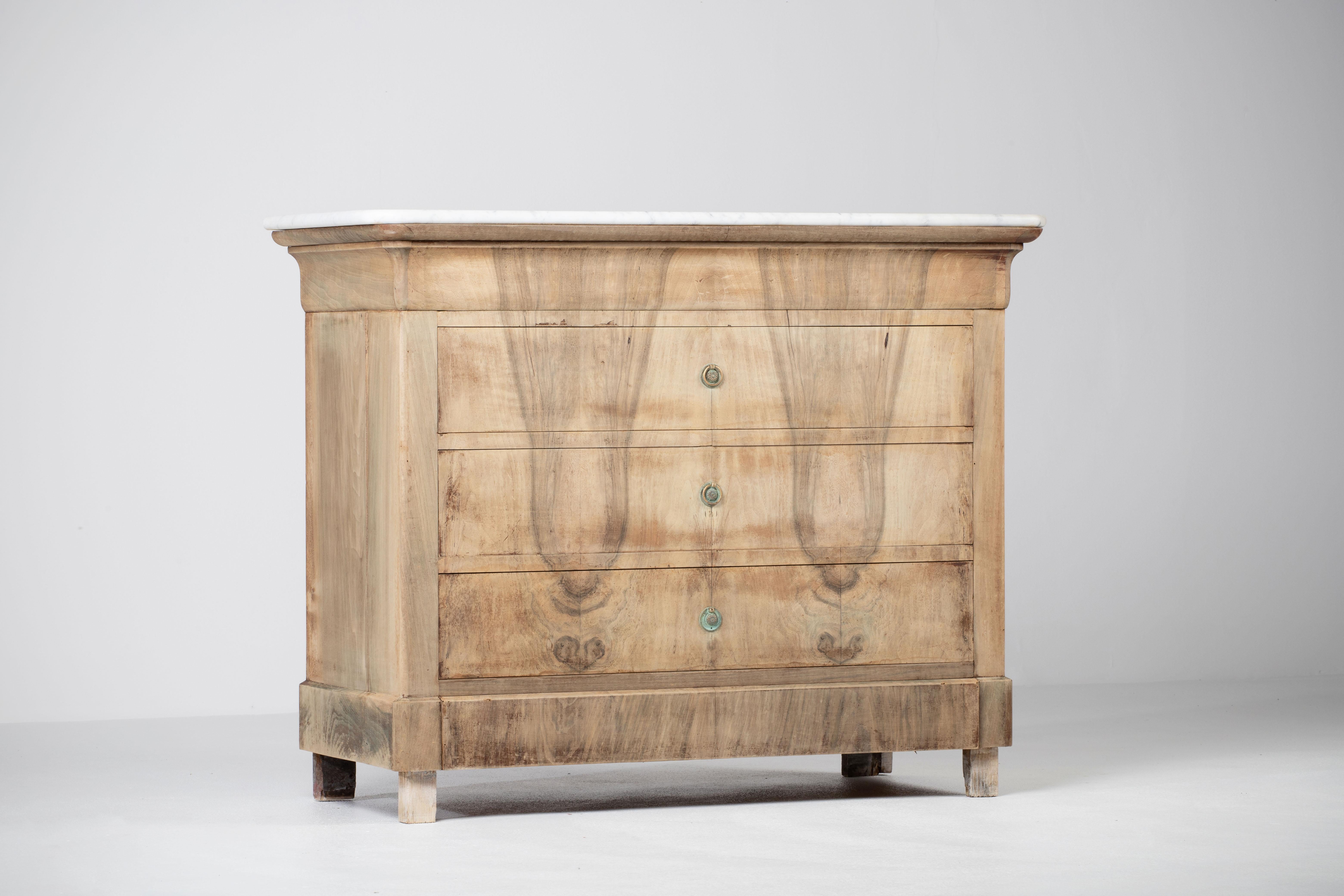 19th Century, Bleached, French, Walnut Louis Philippe Chest of Drawers 8
