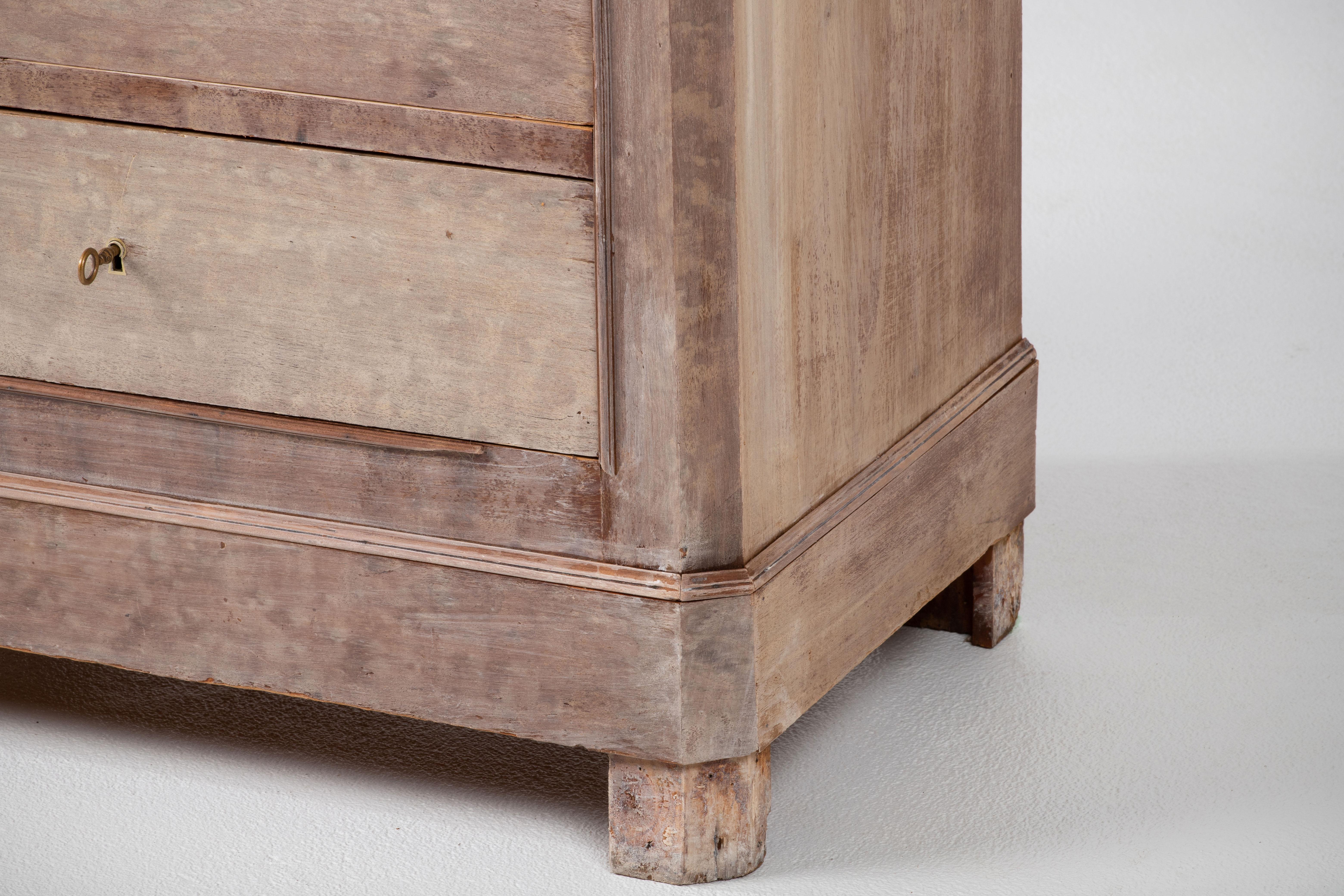 19th Century, Bleached, French, Walnut Louis Philippe Chest of Drawers 8