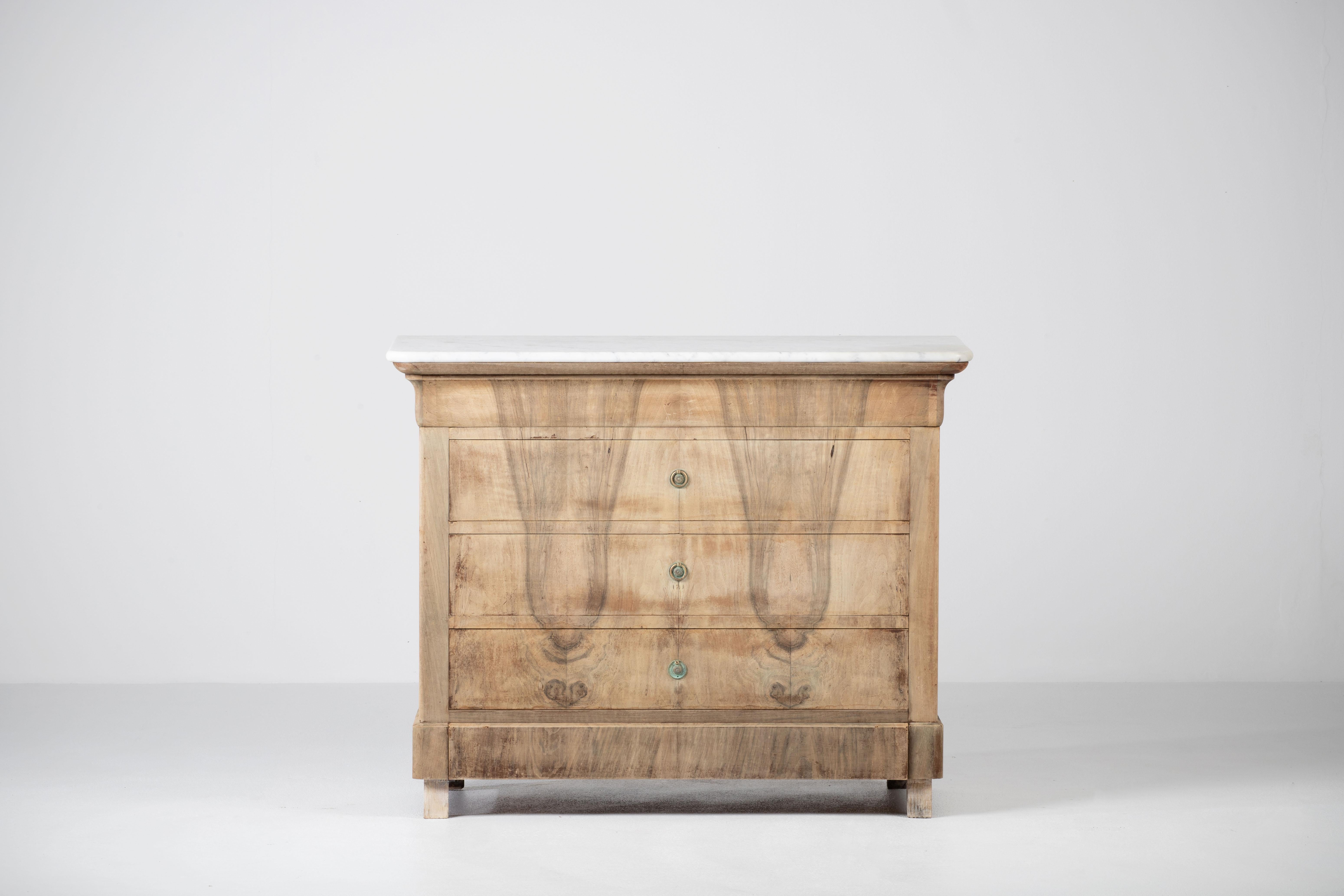 19th Century, Bleached, French, Walnut Louis Philippe Chest of Drawers 9