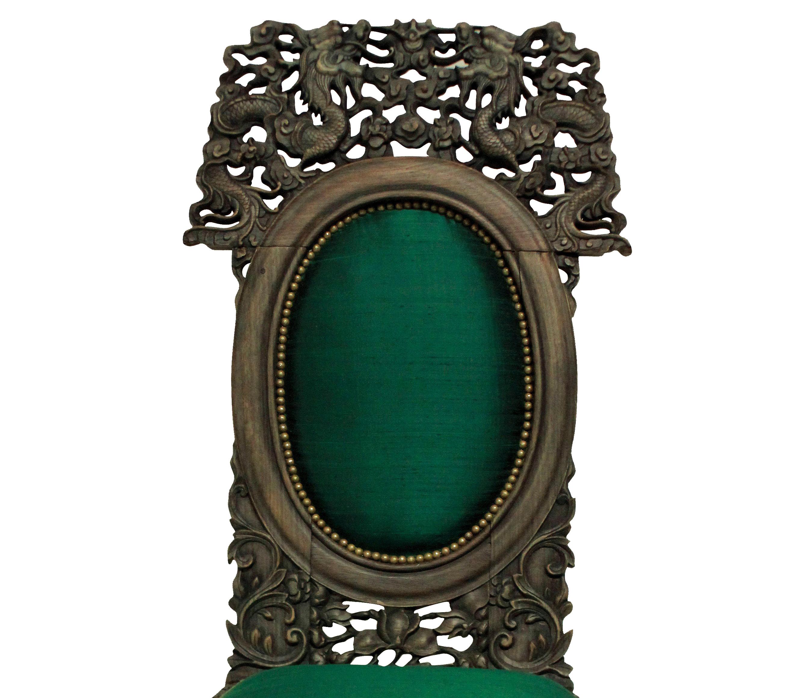 19th Century Bleached Hardwood Chinese Chair in Emerald Silk In Good Condition In London, GB
