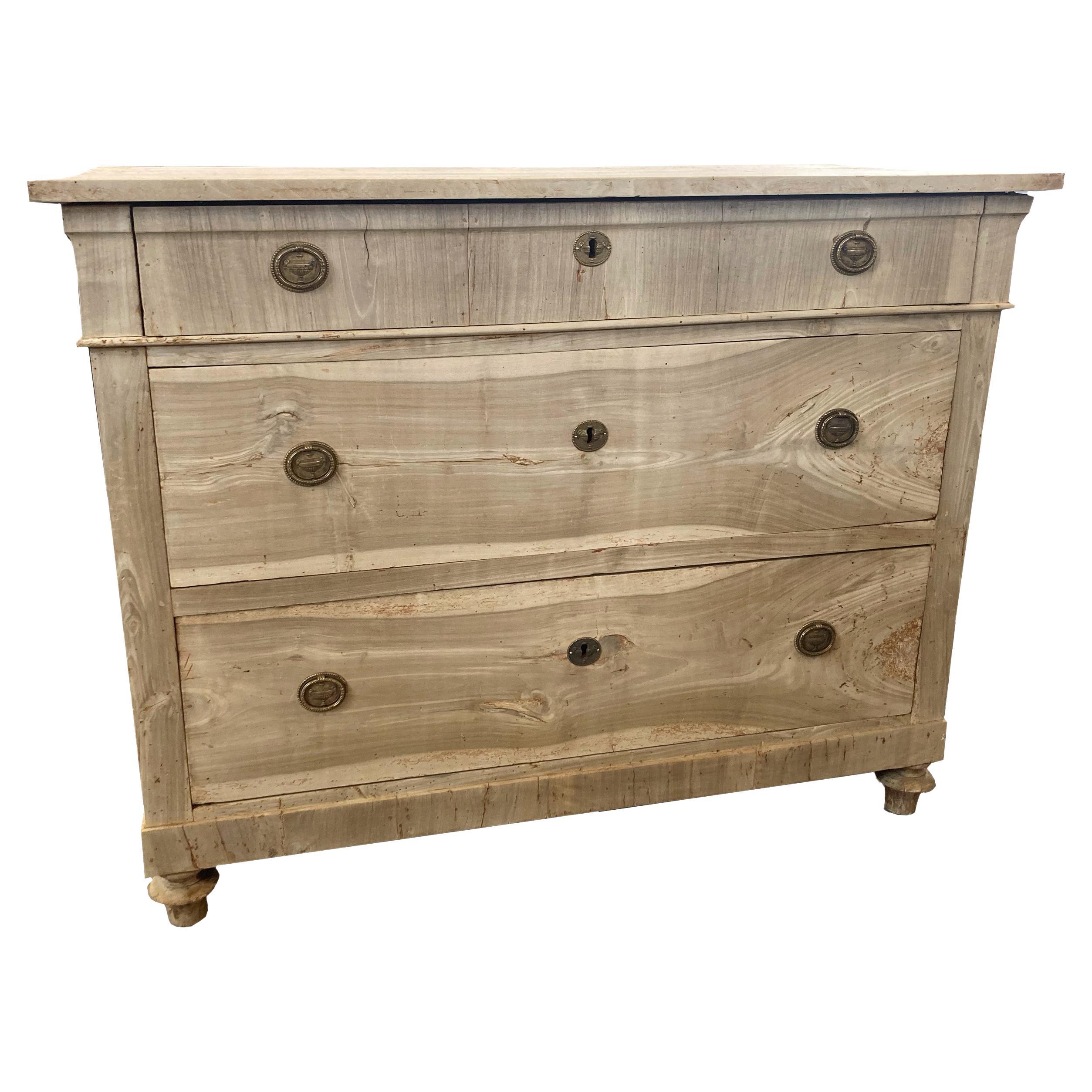 19th Century Bleached Italian Walnut Charles X Commode / Chest of Drawers