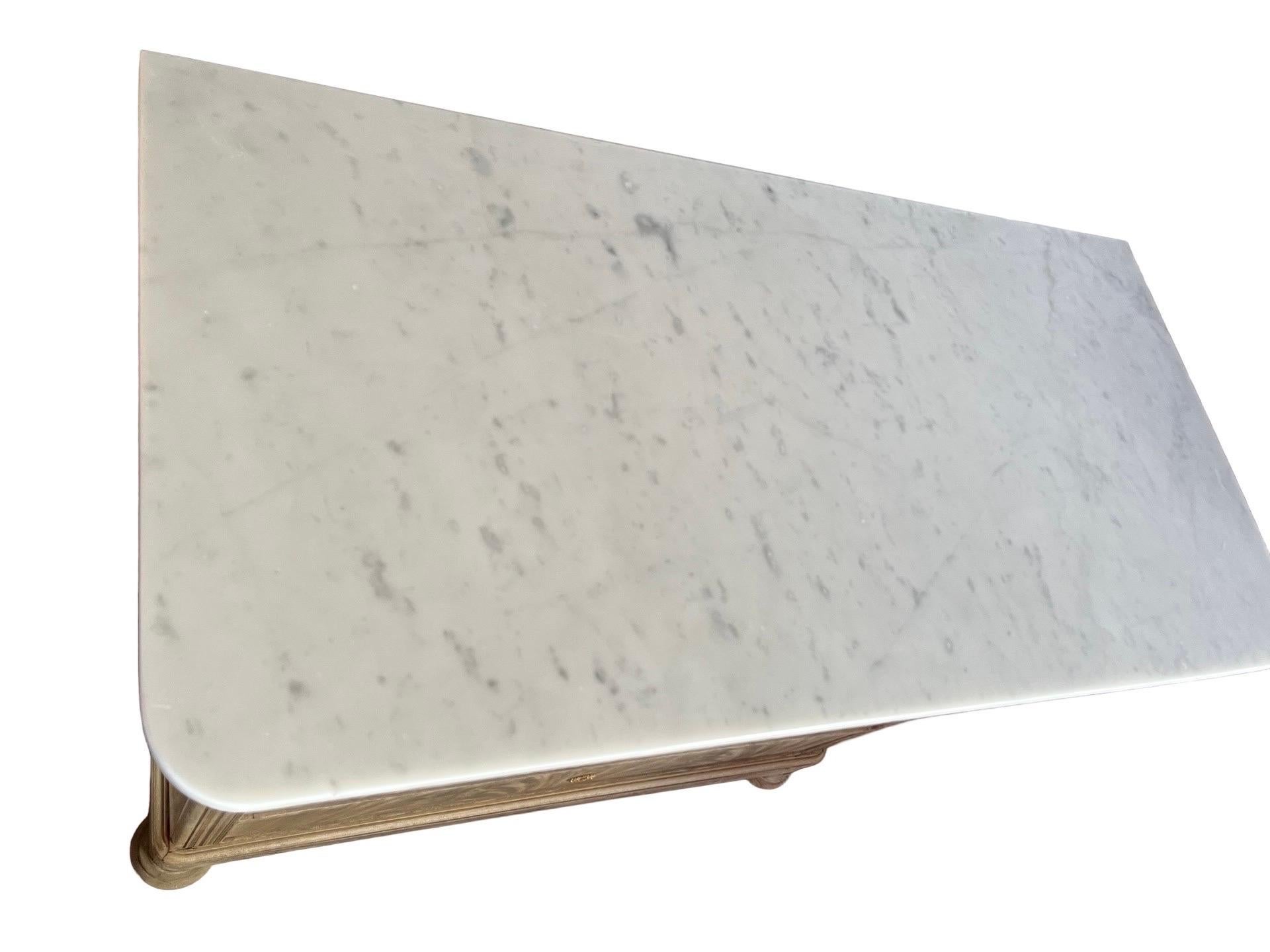 19th Century Bleached Mahogany Italian Carlo X Secretary With White Marble For Sale 5