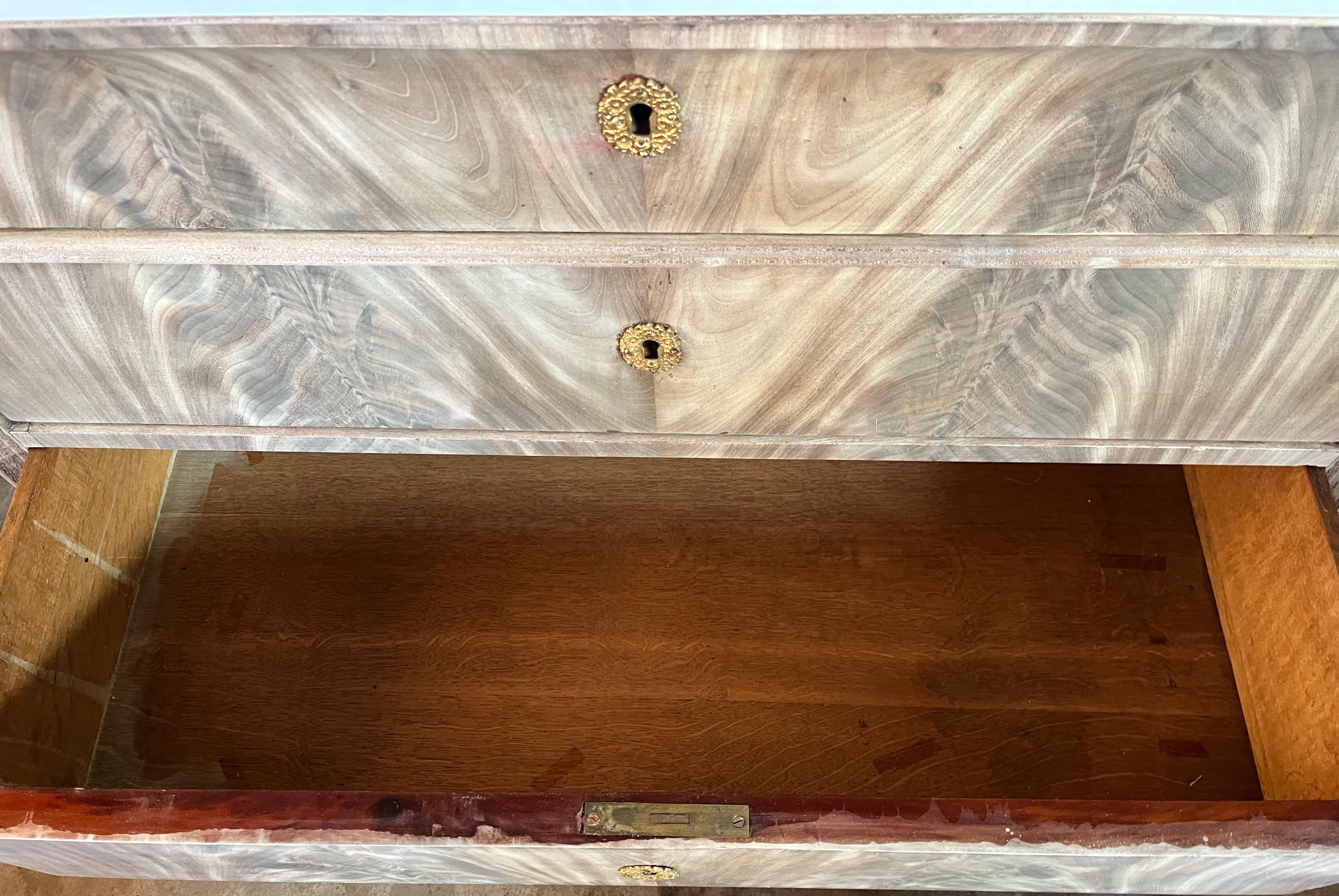19th Century Bleached Mahogany Italian Carlo X Secretary With White Marble For Sale 6
