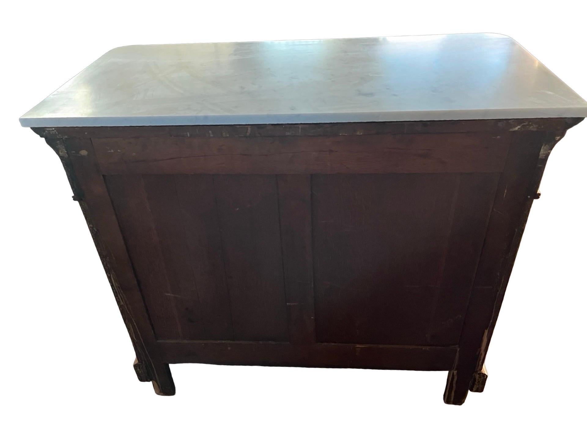 19th Century Bleached Mahogany Italian Carlo X Secretary With White Marble For Sale 1